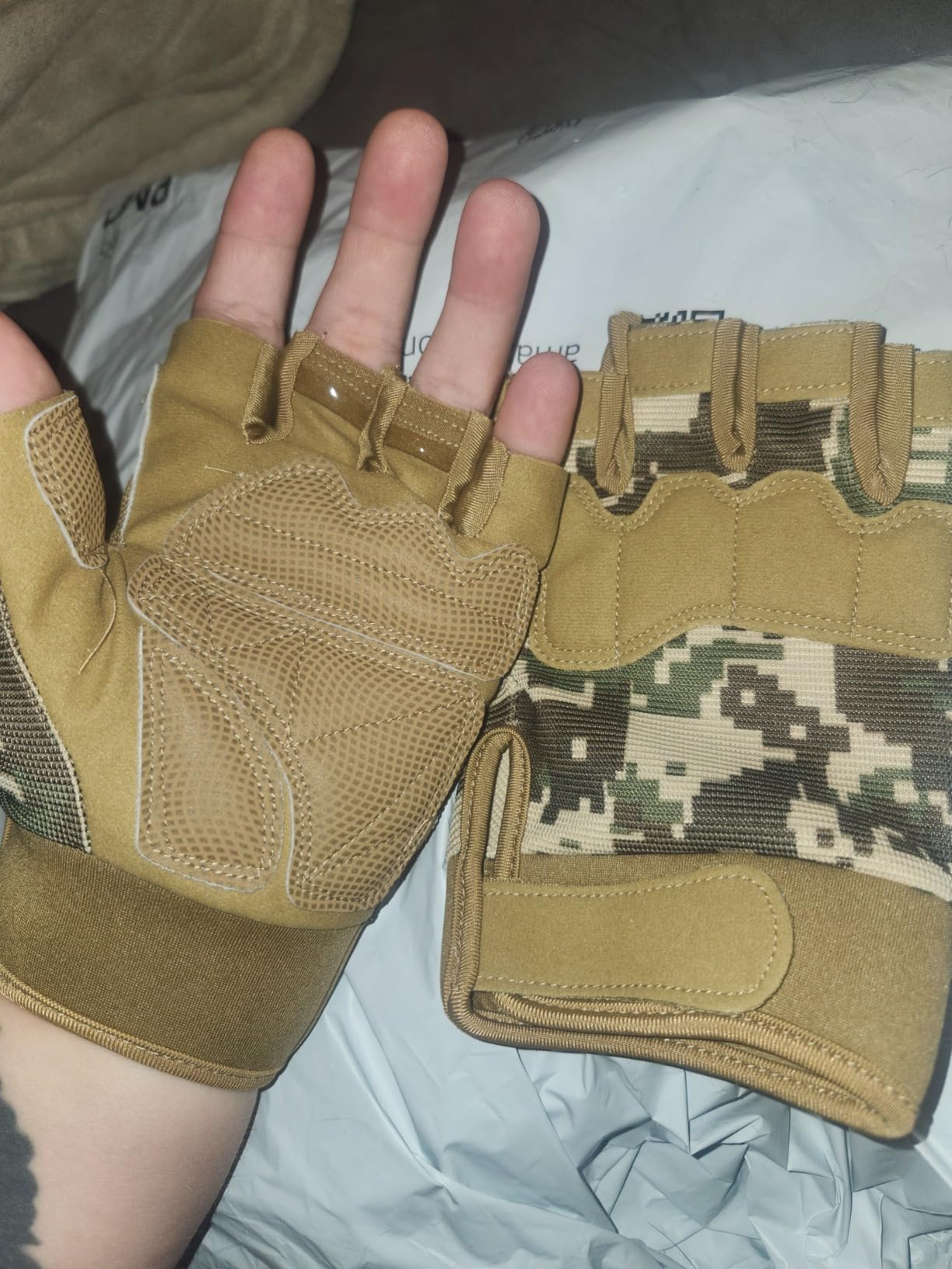 HYCOPROT Fingerless Gloves, Protective Breathable Lightweight Outdoor Gloves for Hunting, Motorcycling, Climbing customer photo 1