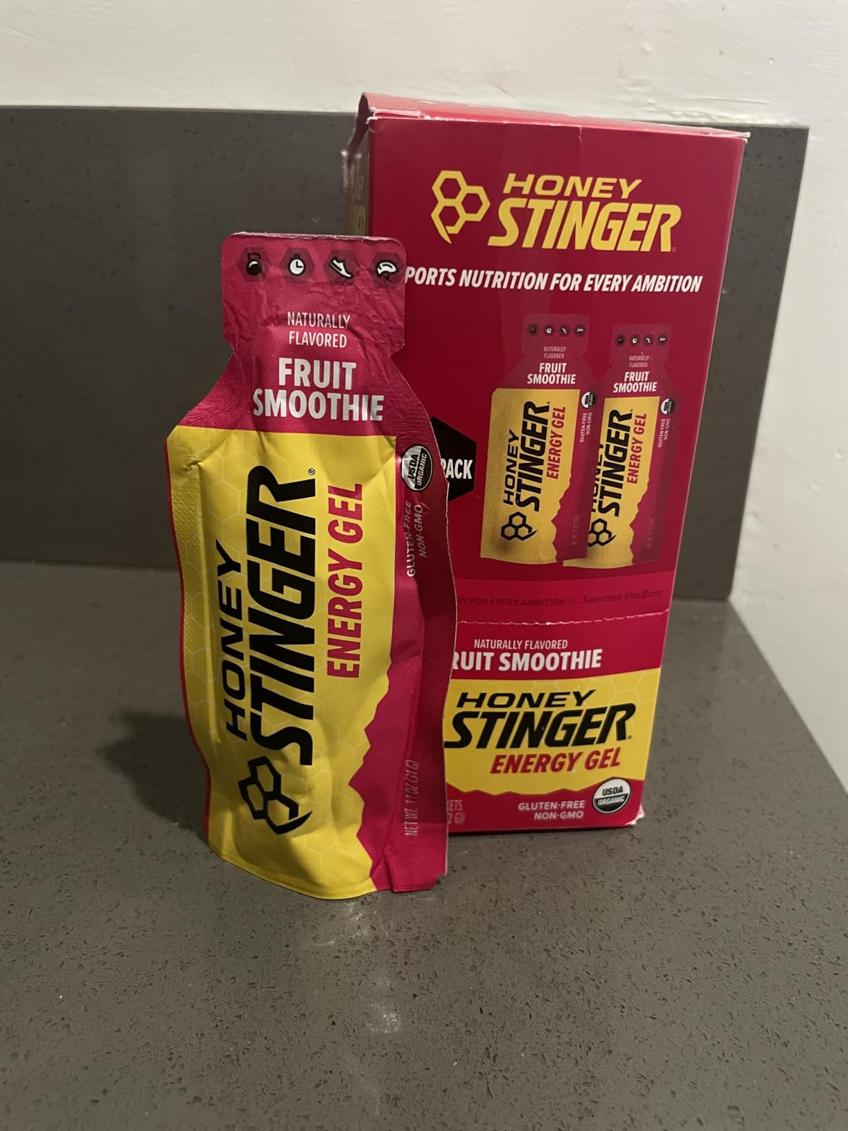 Honey Stinger Organic Fruit Smoothie Energy Gel, Gluten Free & Caffeine Free, for Exercise, Running and Performance, Sports Nutrition for Home & Gym, Pre and Mid Workout, 12 Pack, 13.2 Ounce customer photo 1