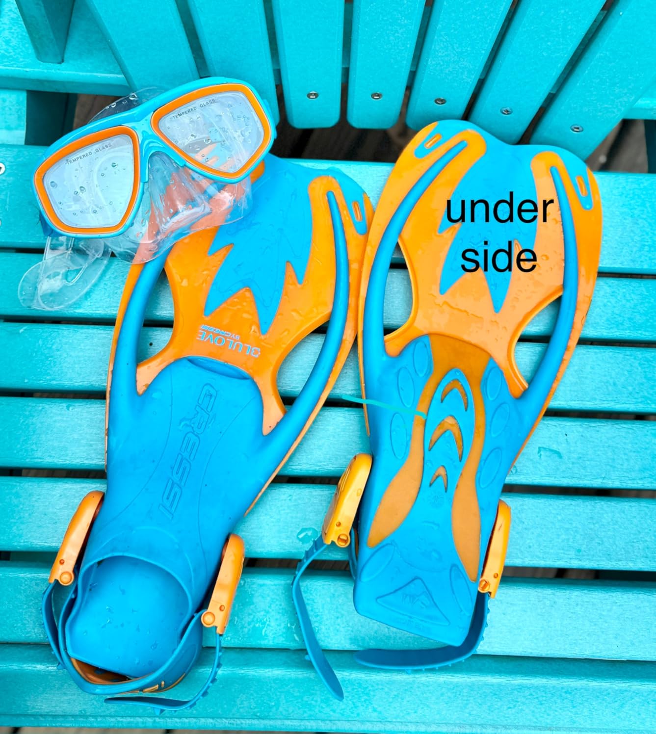 Cressi Junior Snorkel Kit for Kids Ages 3 to 8 - Mask + Dry Snorkel + Adjustable Fins + Net Bag - Rocks Kids Set customer photo 2