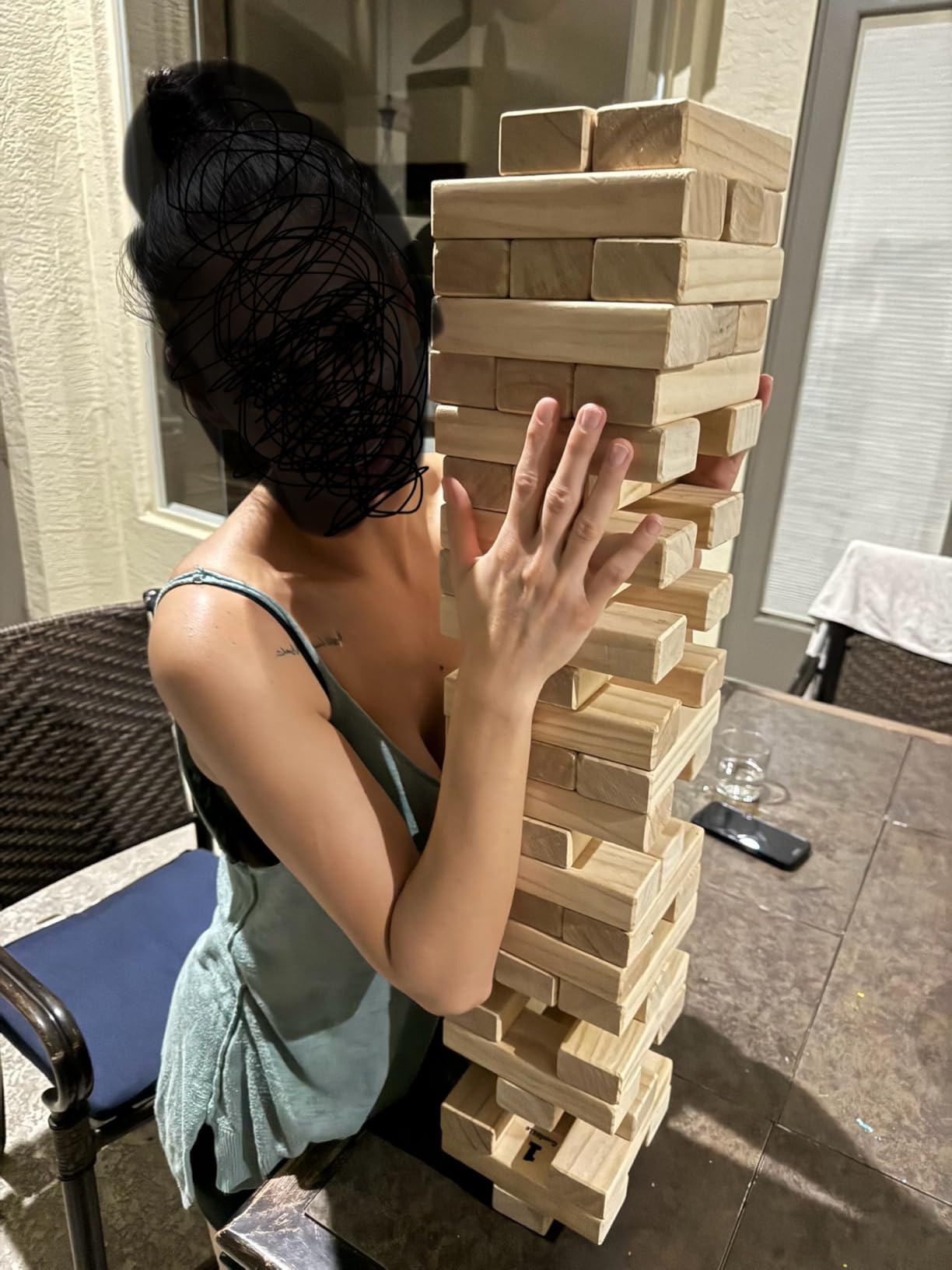 SPORT BEATS Outdoor Games Large Wooden Tower Stacking Game Stack up to 4 FT | 54 Wooden Blocks, Custom Rules Board, Carrying Bag, for Backyard Parties, Camping, Tailgating customer photo 1