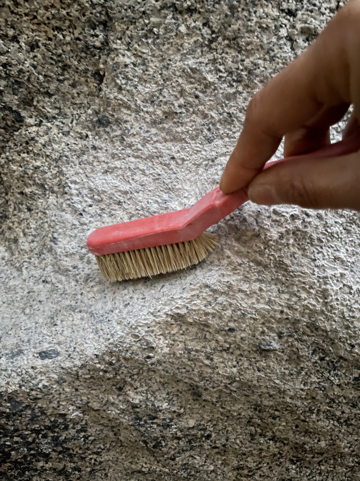 Rock Climbing & Bouldering Brush, Ergonomic, High Density Wild Boar's Thick Hair Bristles, 100% Recyclable, Strong Outdoor & Indoor Free Spiky Ring, Red X customer photo 2
