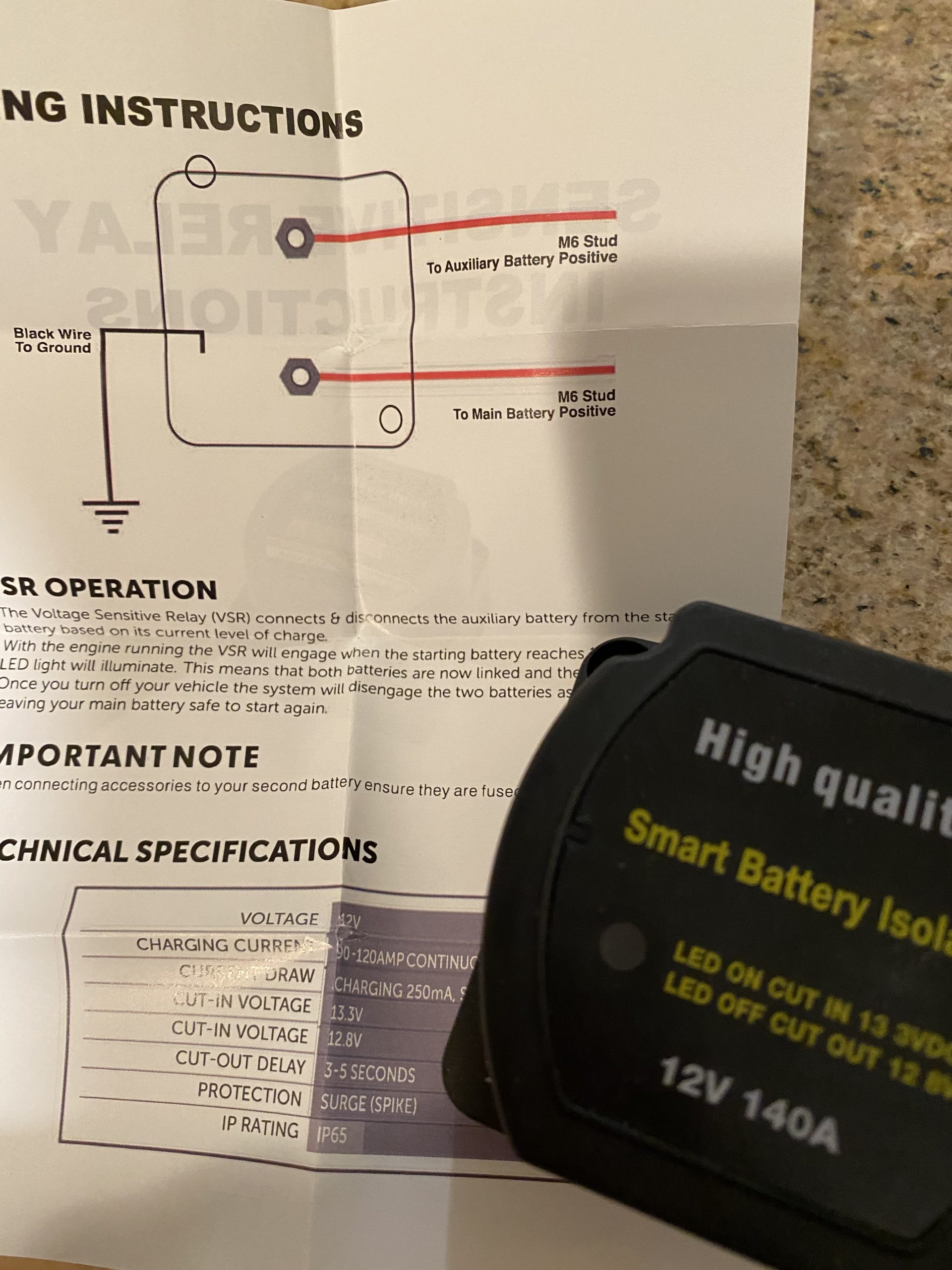 Dual Battery Isolator 12V 140Amp, Voltage Sensitive Relay VSR, Compatible with UTV Marine Car RV Boat Truck Trailer ATV Camper Moto, Not Fit for Lithium Batteries customer photo 1