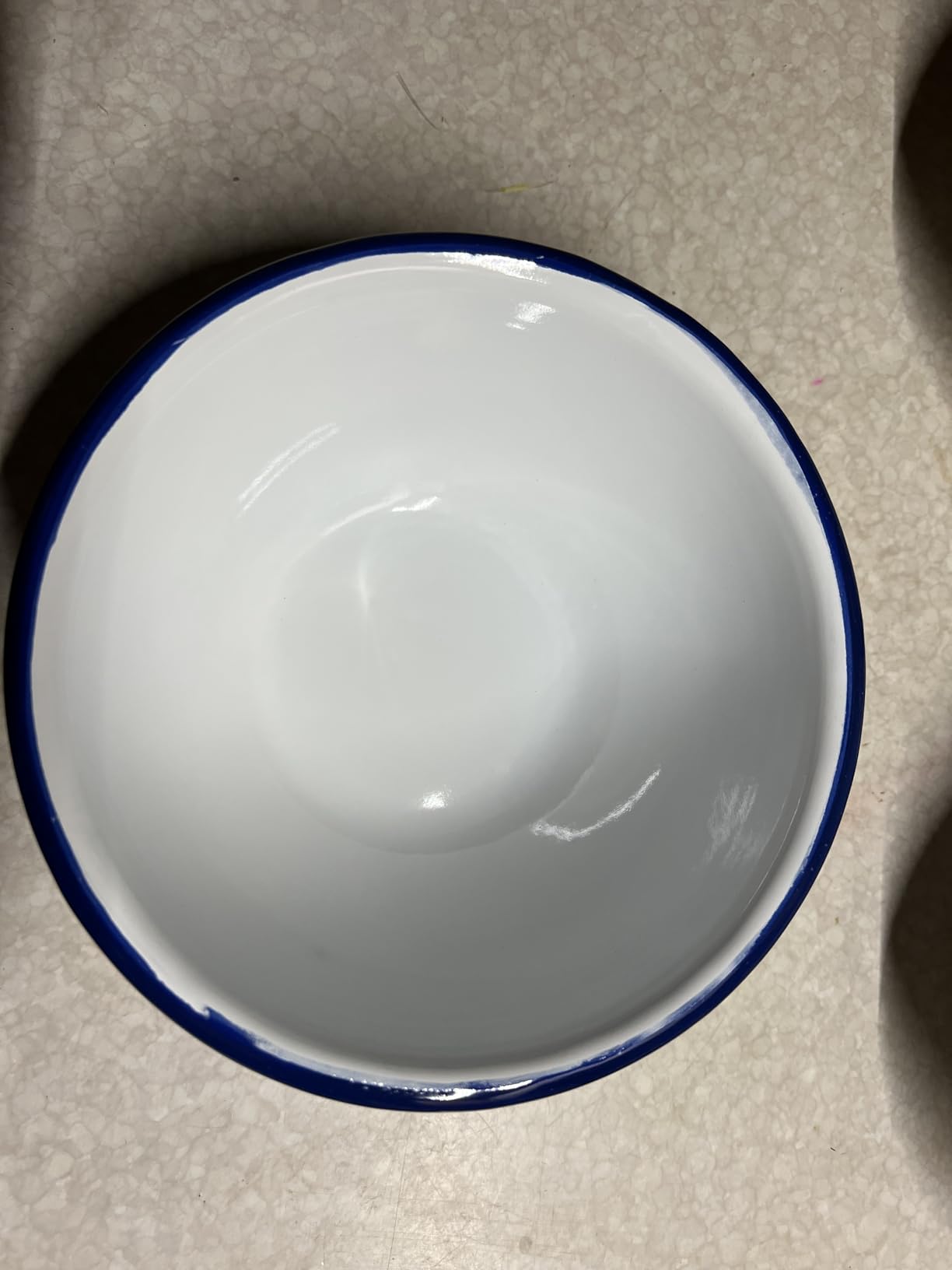Red Co. Set of 4 Enamelware Metal Classic 20 oz Round Cereal Bowl, Solid White/Navy Blue Rim customer photo 2