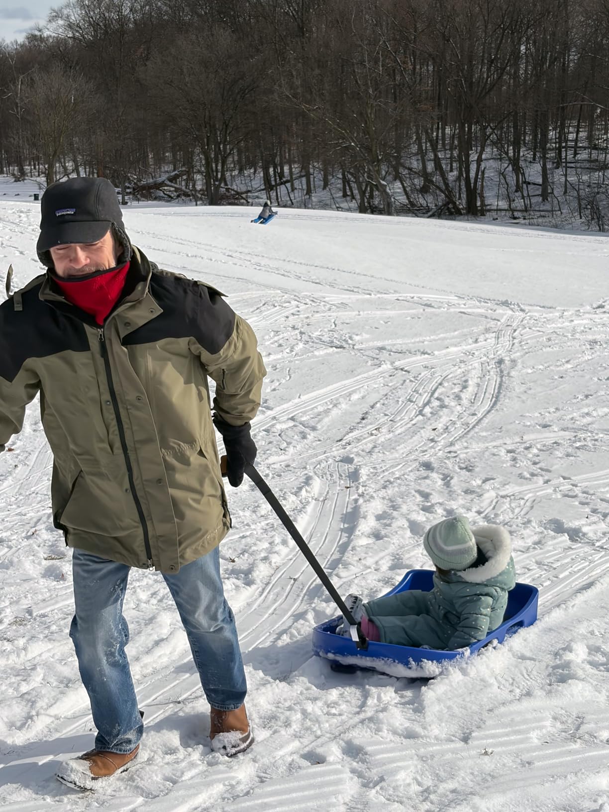 GoSports 2 Person Premium Snow Sled - Choose Red or Blue - Double Walled Construction, Pull Strap and Padded Seat customer photo 1