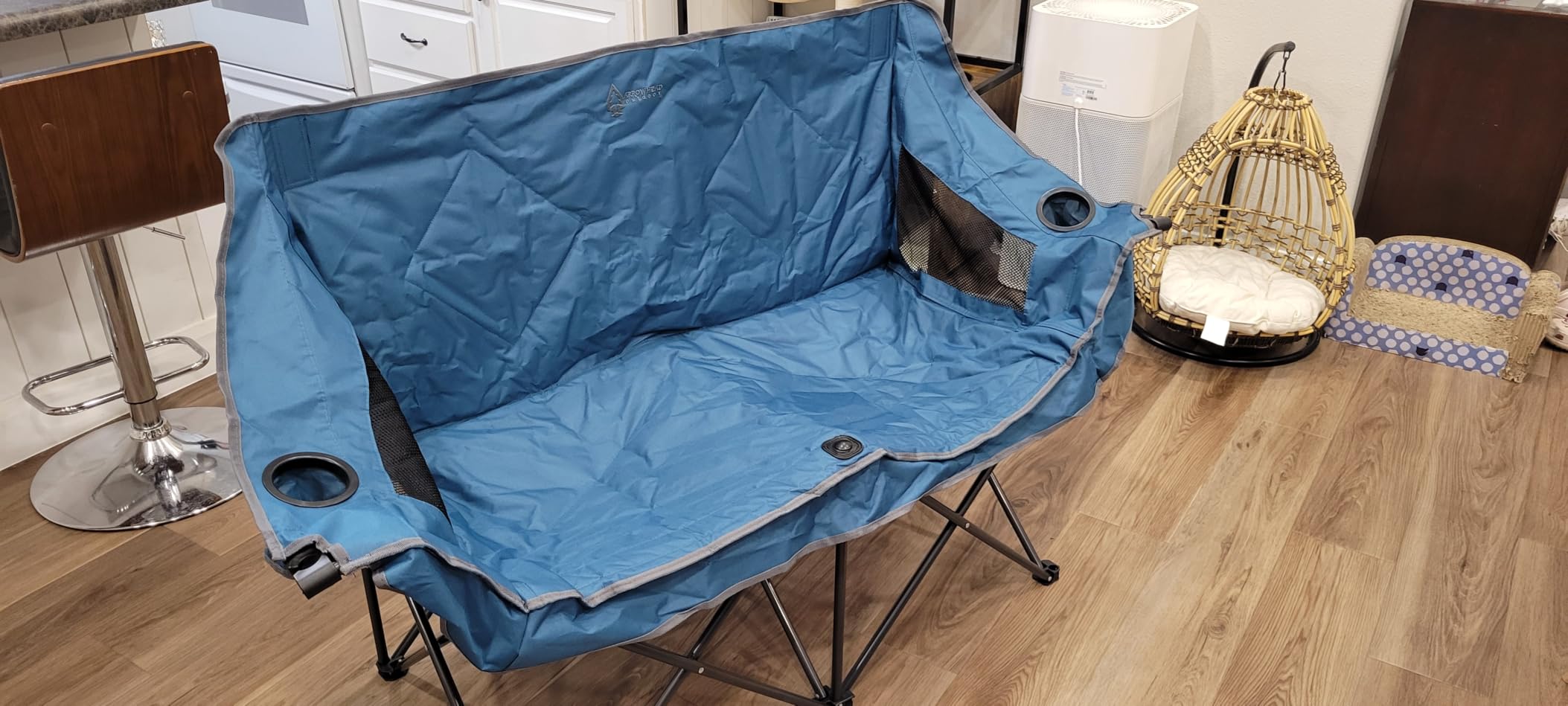Portable Folding Double Duo Camping Chair Loveseat | 2 Cup & Wine Glass Holder, Heavy-Duty Carrying Bag, Padded Seats & Armrests, Supports up to 500lbs, Beach, Tailgating, Patio customer photo 1