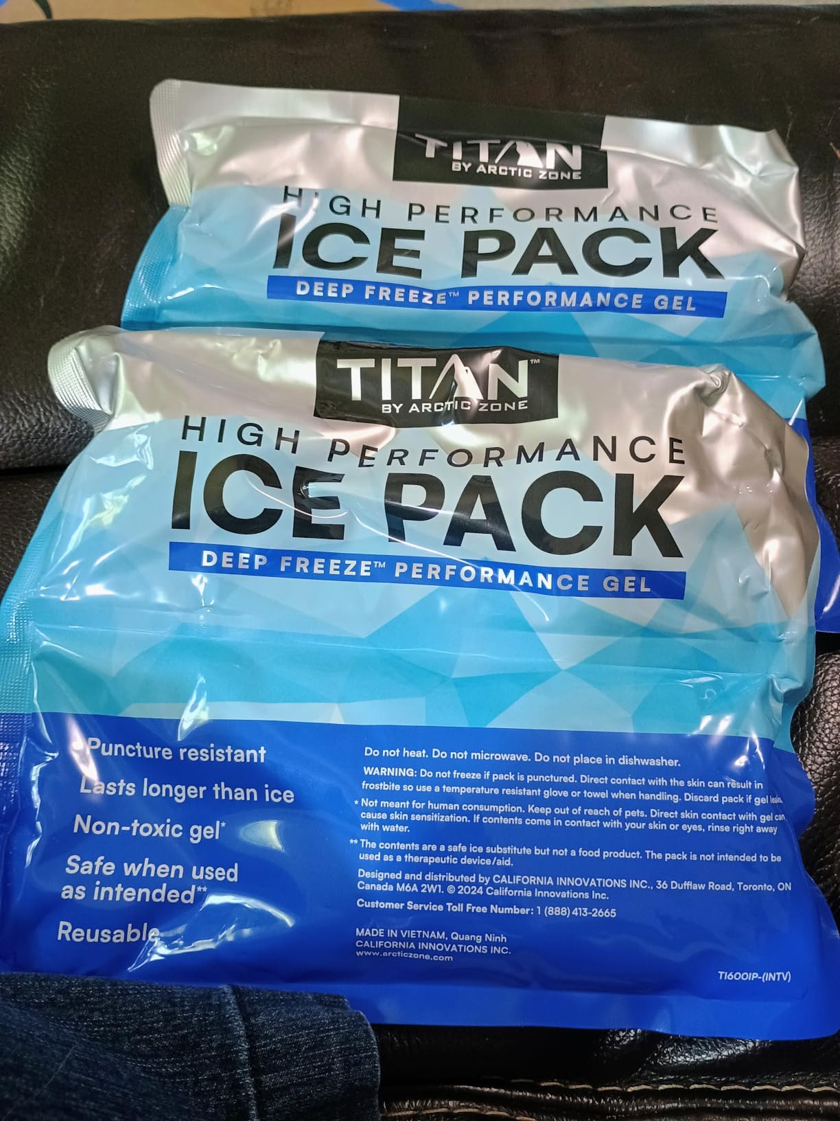 Titan Soft Gel Ice Pack, Lasts Longer Than Ice, Reusable, 2 Packs, 600g | Long lasting cold pack lasts 6 hours longer than ice; puncture-resistant, non-toxic gel; for coolers, totes & lunch bags customer photo 1