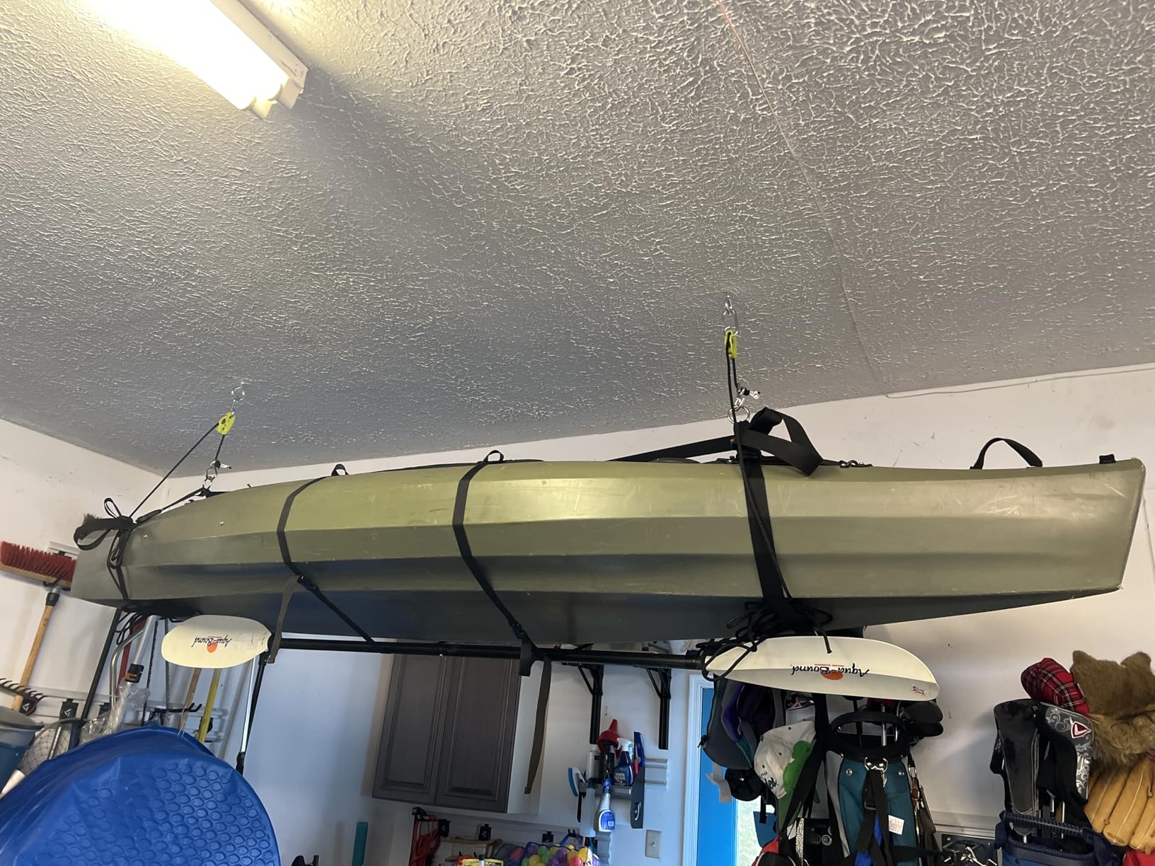Tie Boss Kayak Hanger, Kayak Hoist & Overhead Garage Ceiling Storage System customer photo 1
