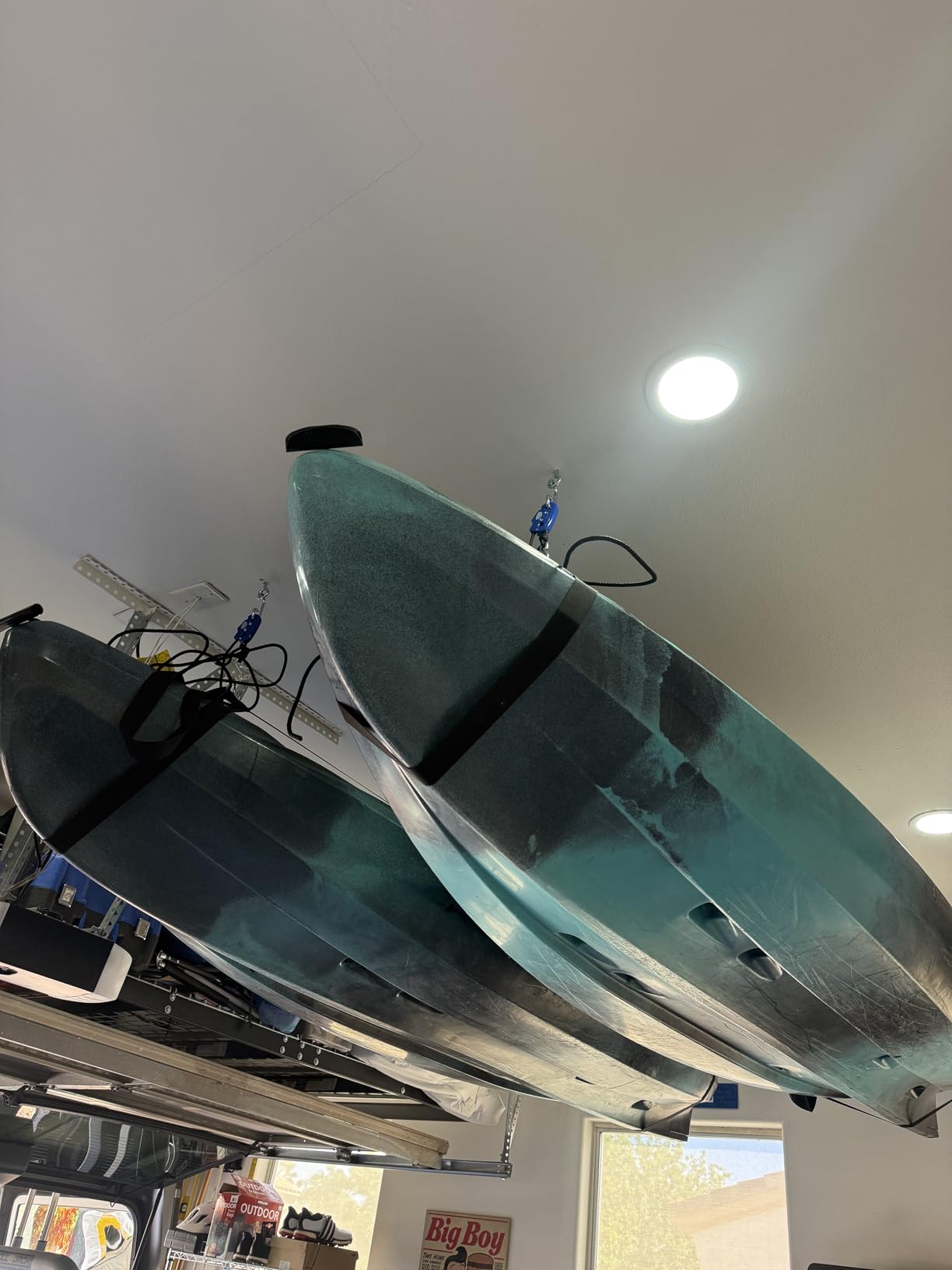 Tie Boss Kayak Hanger, Kayak Hoist & Overhead Garage Ceiling Storage System customer photo 2