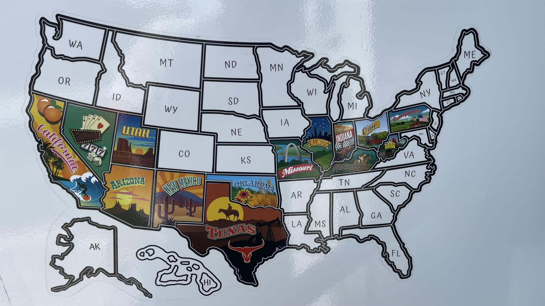 RV State Travel USA Map Vinyl Sticker - Camper Trailer Decals for Window with State Flag - Road Trip Map of America - Waterproof, UV Protection for Window, Door or Wall (Popular) customer photo 1