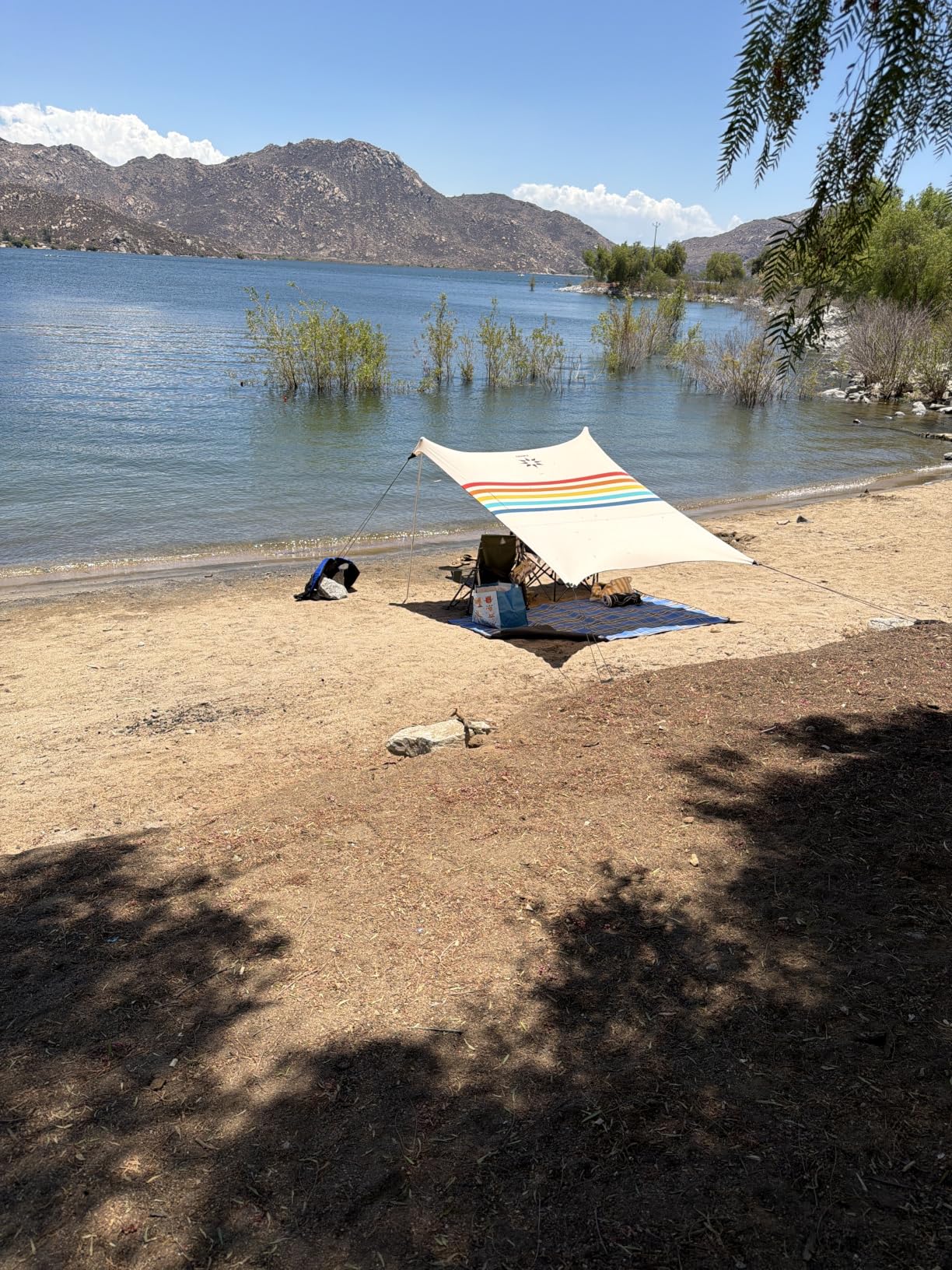 Neso Portable Beach Tent Sun Shelter with Sand Anchor - Lightweight Beach Shade Canopy - Easy Setup for Family Outings - Patented Reinforced Corners - UPF 50+ Sun Protection - 7 x 7ft - Rainbow customer photo 1