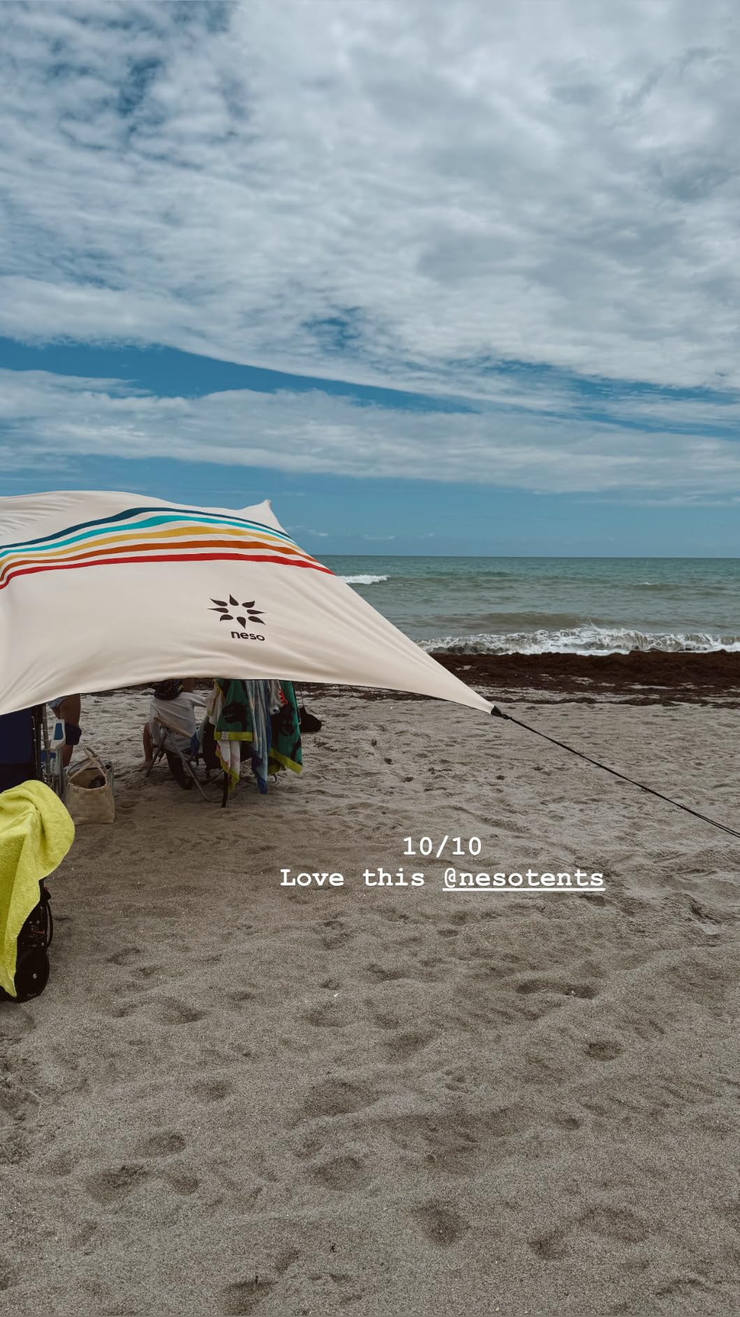 Neso Portable Beach Tent Sun Shelter with Sand Anchor - Lightweight Beach Shade Canopy - Easy Setup for Family Outings - Patented Reinforced Corners - UPF 50+ Sun Protection - 7 x 7ft - Rainbow customer photo 2