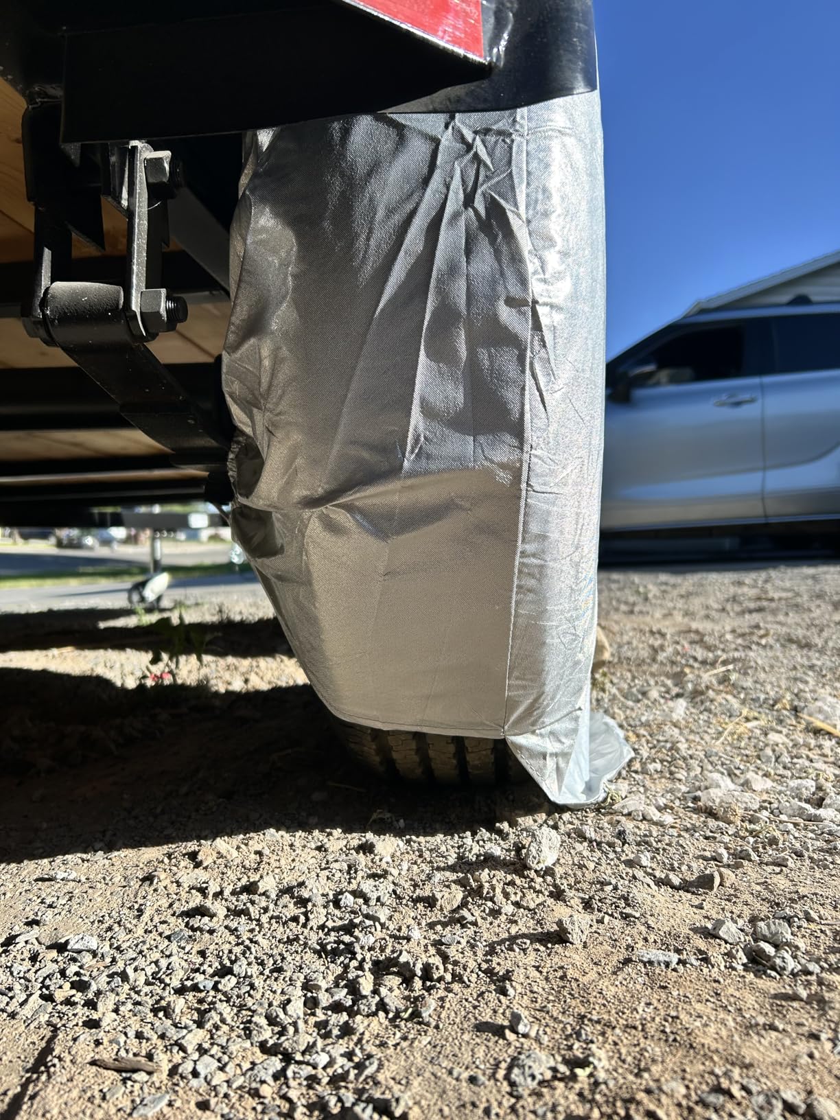Kayme Rv Tire Covers 2 Pack, Travel Trailer Camper Truck SUV Motorhome Waterproof Wheel Cover, Sun Rain Snow Protector, Fit 27-29 Inch Tire Diameter/Silver customer photo 1