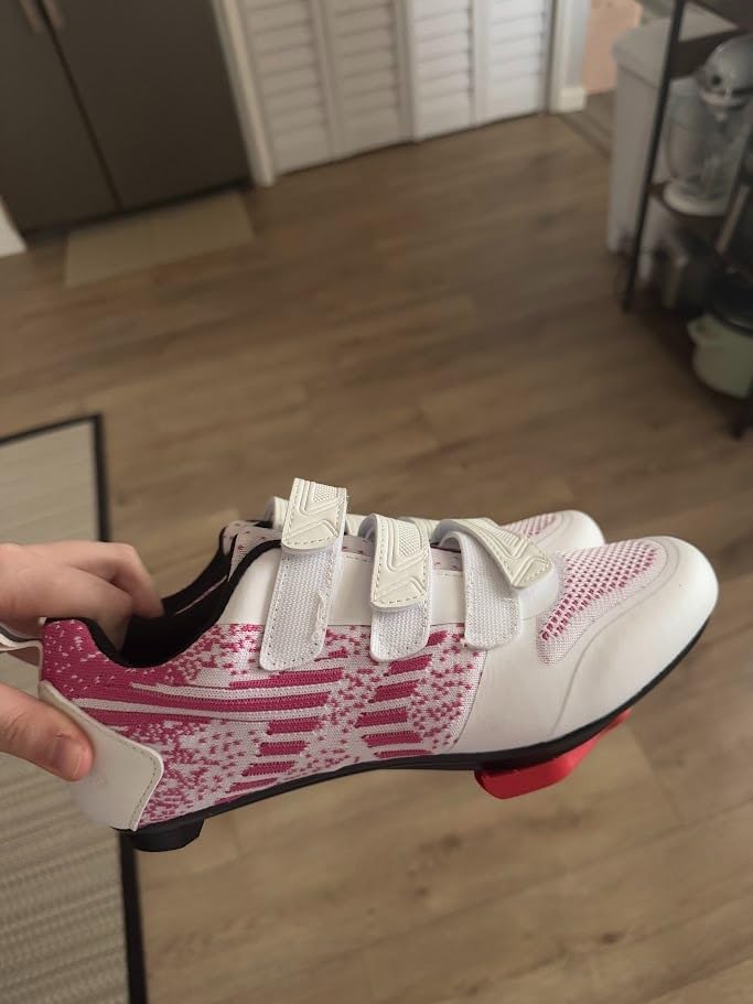 Unisex Road Bike Cycling Shoes Compatible with Peloton Shimano SPD Bike Riding Shoes for Men Women, 3 Straps, Pre-Installed Delta Cleats for Indoor Outdoor Cycling Biking customer photo 1