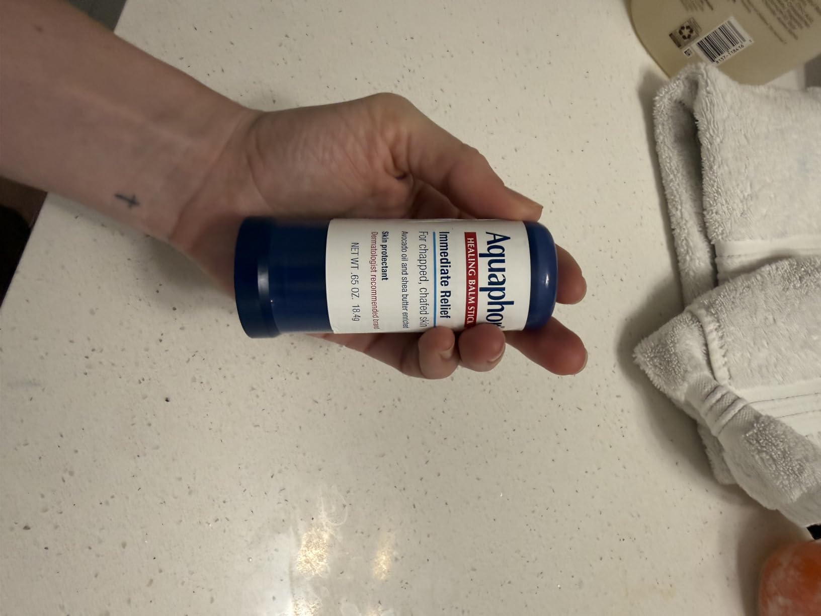 Aquaphor Healing Balm Stick, Skin Protectant, 0.65 OZ | Body Balm Protectant with Avocado Oil and Shea Butter for Chapped or Chafed Skin, Paraben and Fragrance Free customer photo 1