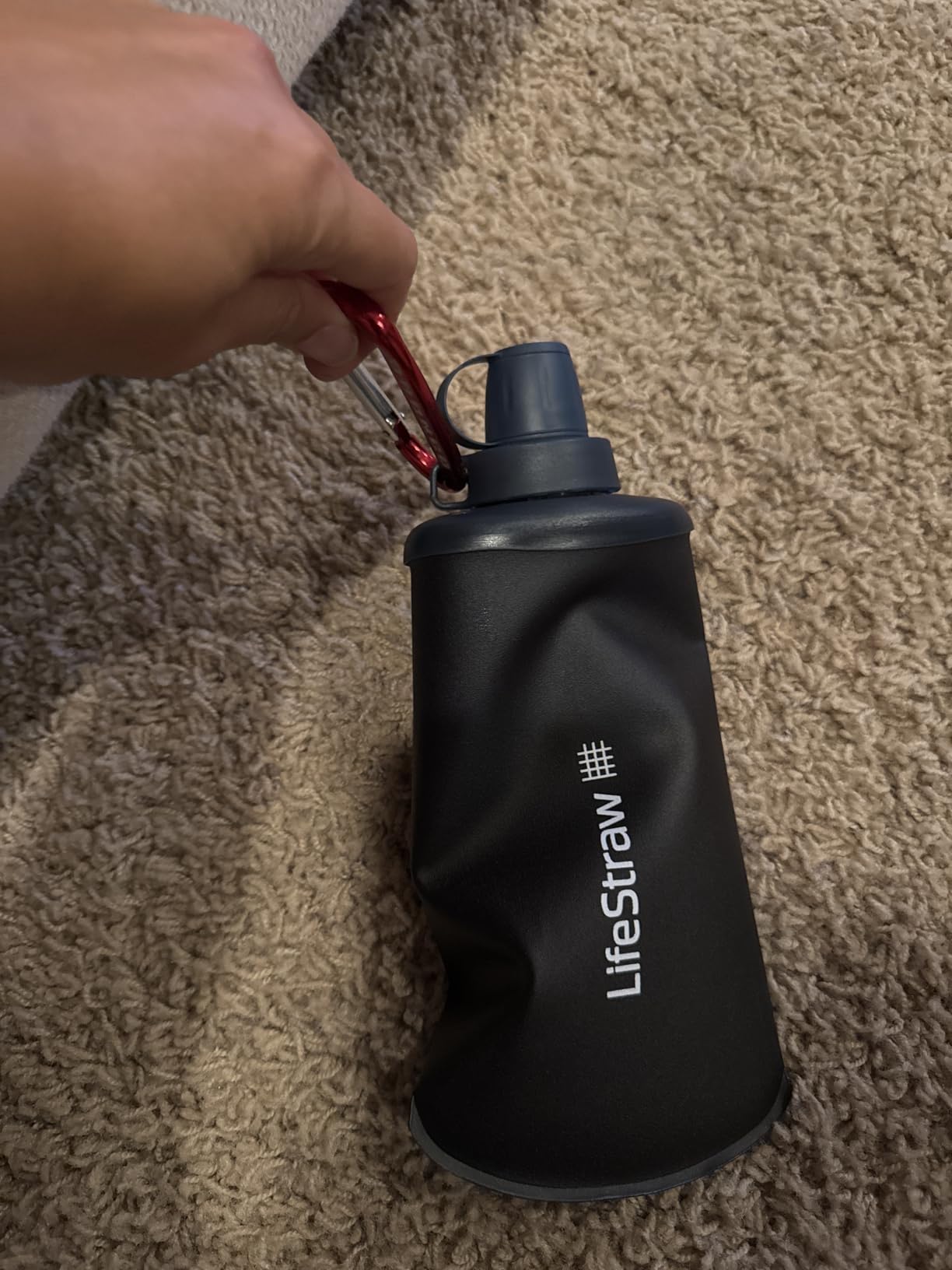 LifeStraw Peak Series - Collapsible Squeeze Bottle Water Filter System BPA Free - 650 ml for Trail Running, Camping, Hiking, Travel, Cycling, and Fishing; Dark Mountain Gray customer photo 1