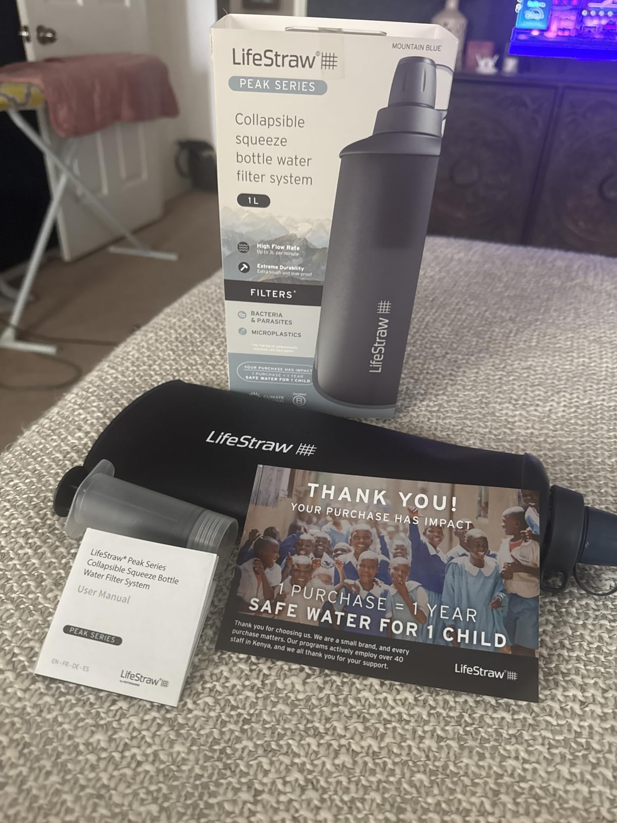 LifeStraw Peak Series - Collapsible Squeeze Bottle Water Filter System BPA Free - 650 ml for Trail Running, Camping, Hiking, Travel, Cycling, and Fishing; Dark Mountain Gray customer photo 2