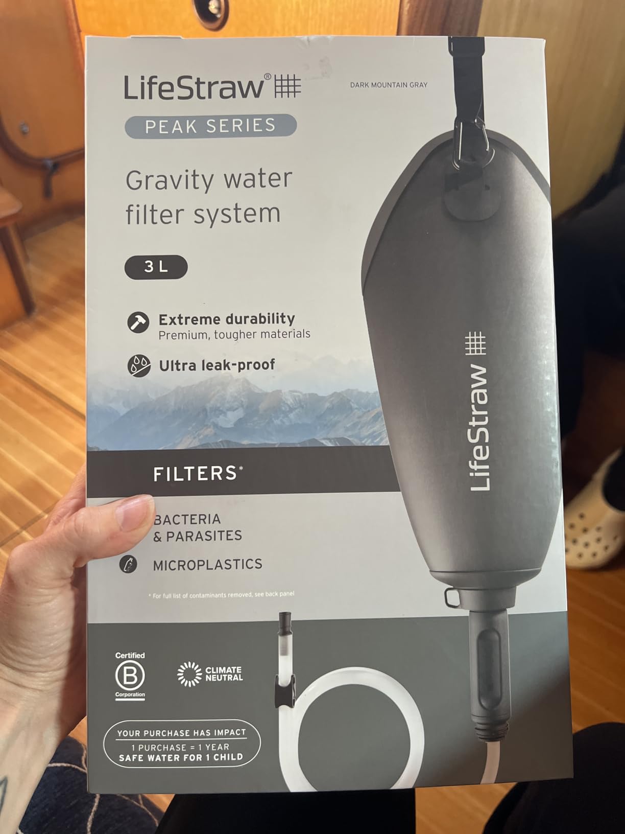 LifeStraw Peak Series - Compact Gravity Water Filter System - 3L for Backpacking, Group Camping, Hiking and Travel, Dark Mountain Gray customer photo 1