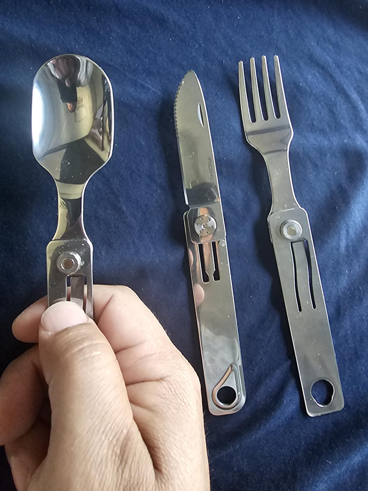 ROXON 3-in-1 Knife Spoons Fork Camping Utensils Set with Case | Magnetic Folding, Stainless Steel Cutlery, EDC Portable Lightweight Silverware, For Hiking Backpacking Travel Lunchbox Outdoor customer photo 1