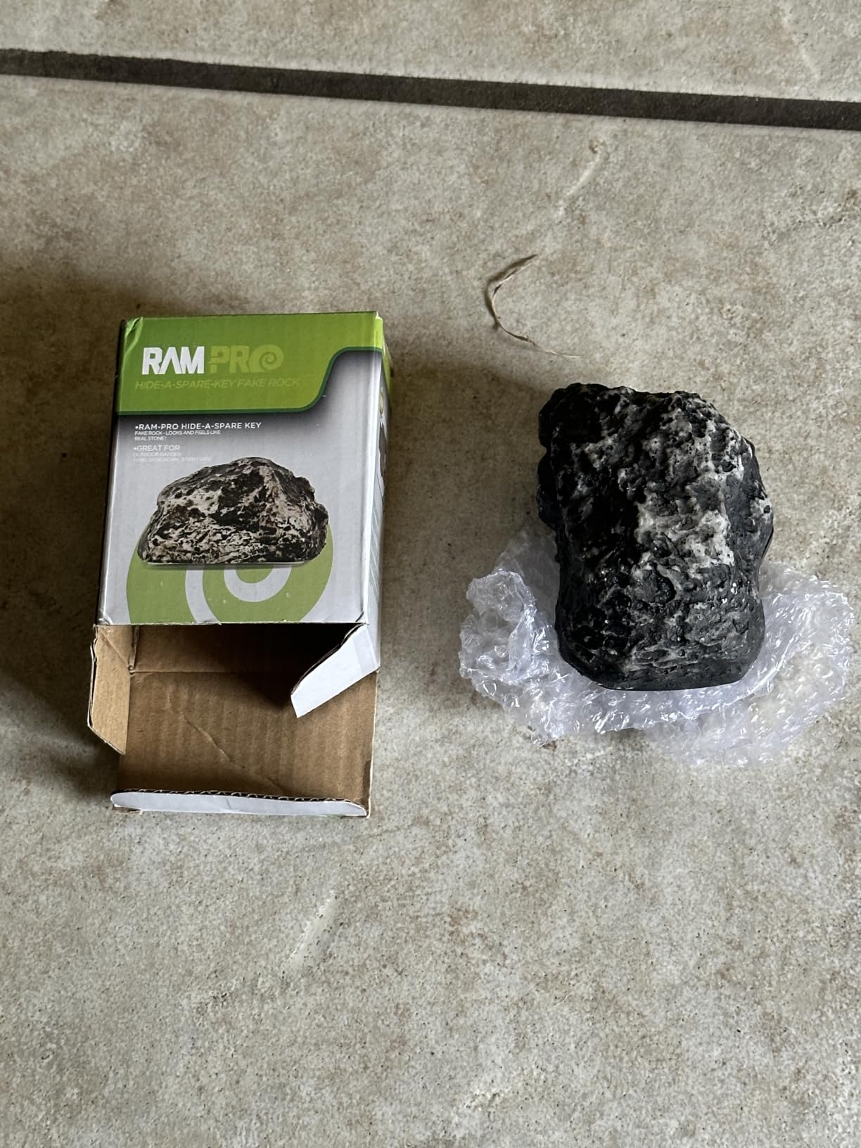 Hide a Key Outside Fake Rock - Looks & Feels like Real Stone - Safe for Outdoor Garden or Yard, Spare Key Storage, Weatherproof Key Holder, Blends with Landscaping by RamPro customer photo 1