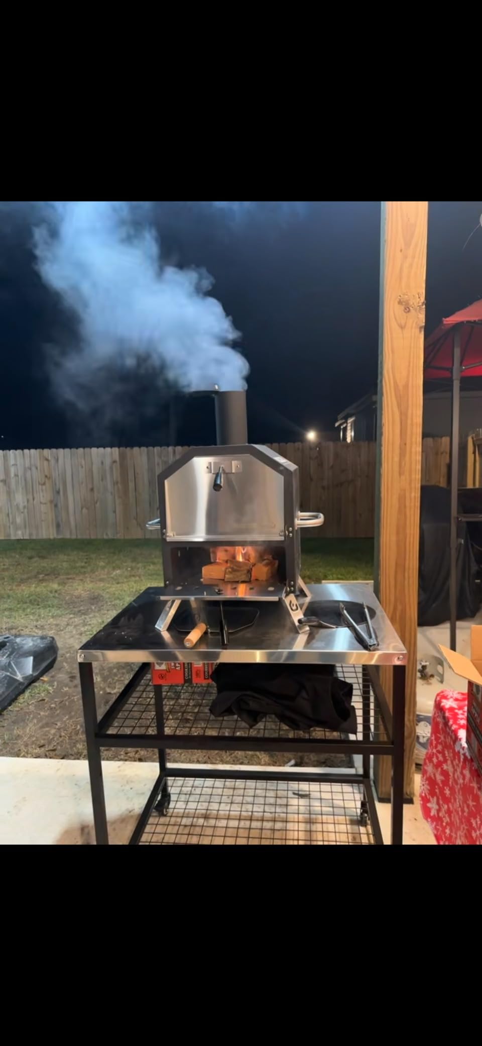 Outdoor Pizza Oven Wood Fired 2-Layer Pizza Ovens Outside Pizza Maker with Stone, Pizza Peel, Cover, Removable Cooking Rack for Camping Backyard BBQ (Black) customer photo 1