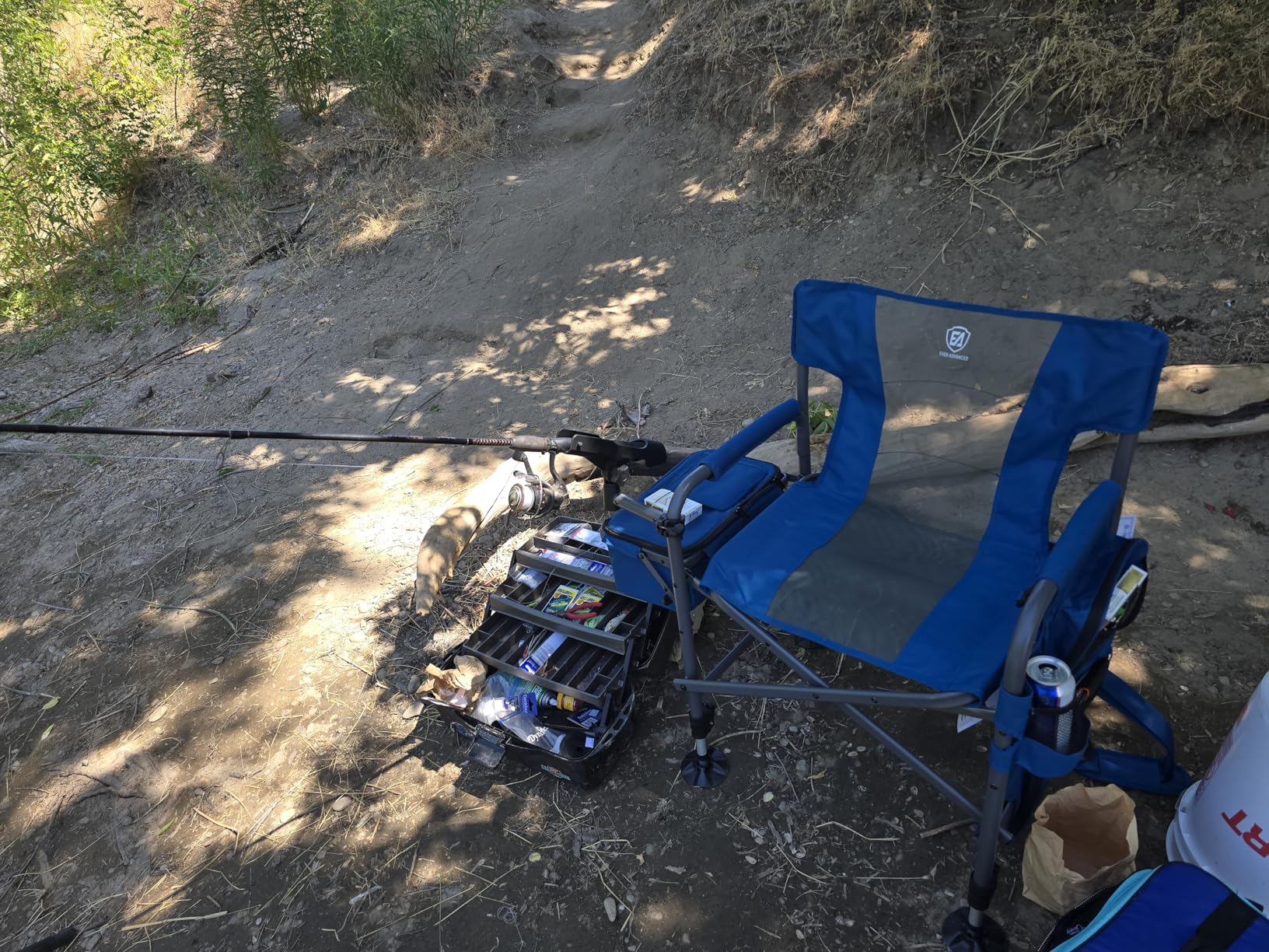 EVER ADVANCED Fishing Chair with Rod Holder and Cooler, All Terrain Ice Fishing Chair with Adjustable Feet, Mesh Back Folding Camping Chair with Shoulder Strap, Heavy Duty Supports 350LBS customer photo 2