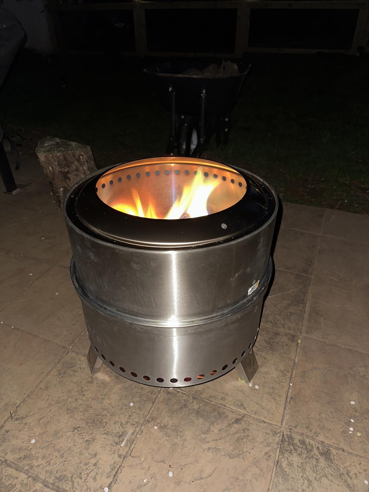 TURBRO 19 Inch Smokeless Fire Pit for Outdoor Wood Burning, Portable Stainless Steel Camping Stove with Stand, Removable Ash Pan, Waterproof Storage Bag, Unique Nested Design, Pluto R19-PG, Black customer photo 2
