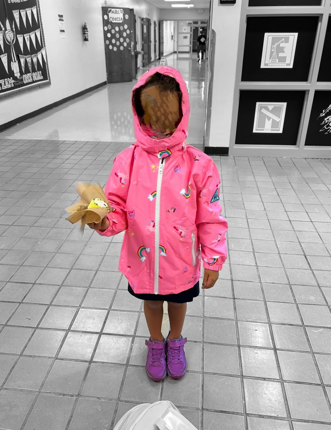 SaphiRose Kids Waterproof Rain Jacket Mesh Lined with Removable Hood | Lightweight rain coat, windproof, breathable, school, camping, travel, outdoor play, boys and girls customer photo 2