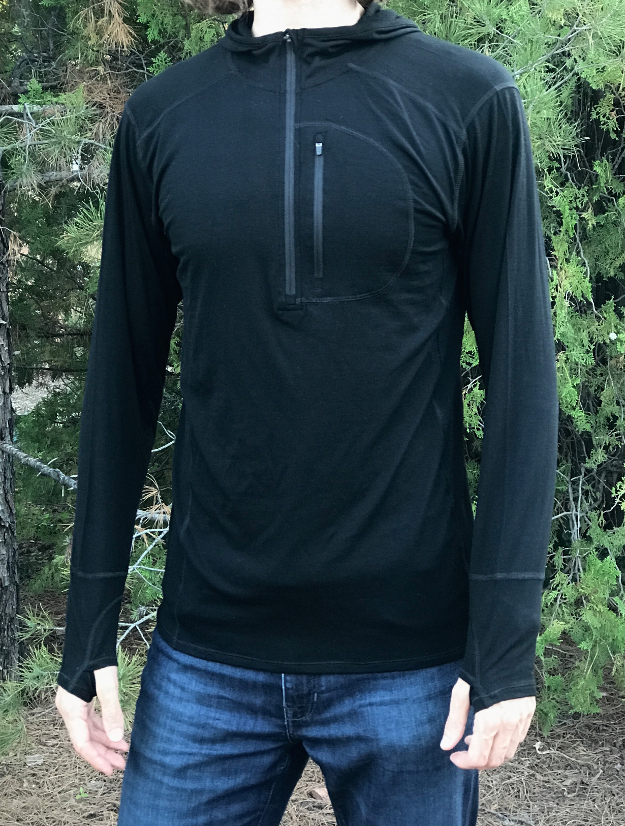 Mens Micro Weight Woolverino 1/4 Zip Sun Hoodie - 84% Merino Wool, 12% Nylon, 4% Spandex customer photo 1