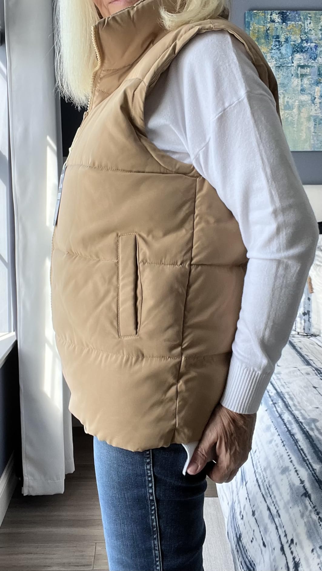 Athlisan Womens Zip Up Puffer Vest Stand Collar Sleeveless Padded Jacket Coat customer photo 1