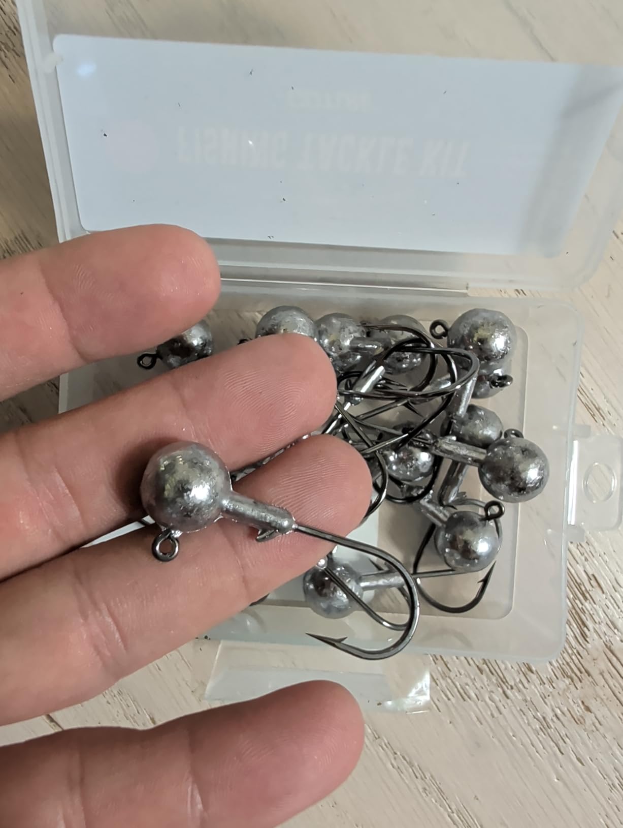 Goture Round Jig Heads Fishing Hooks with Tackle Box | Unpainted Swimbait Jig Head Hook, for Trout, Bass, Crappie Freshwater Saltwater Fishing customer photo 1
