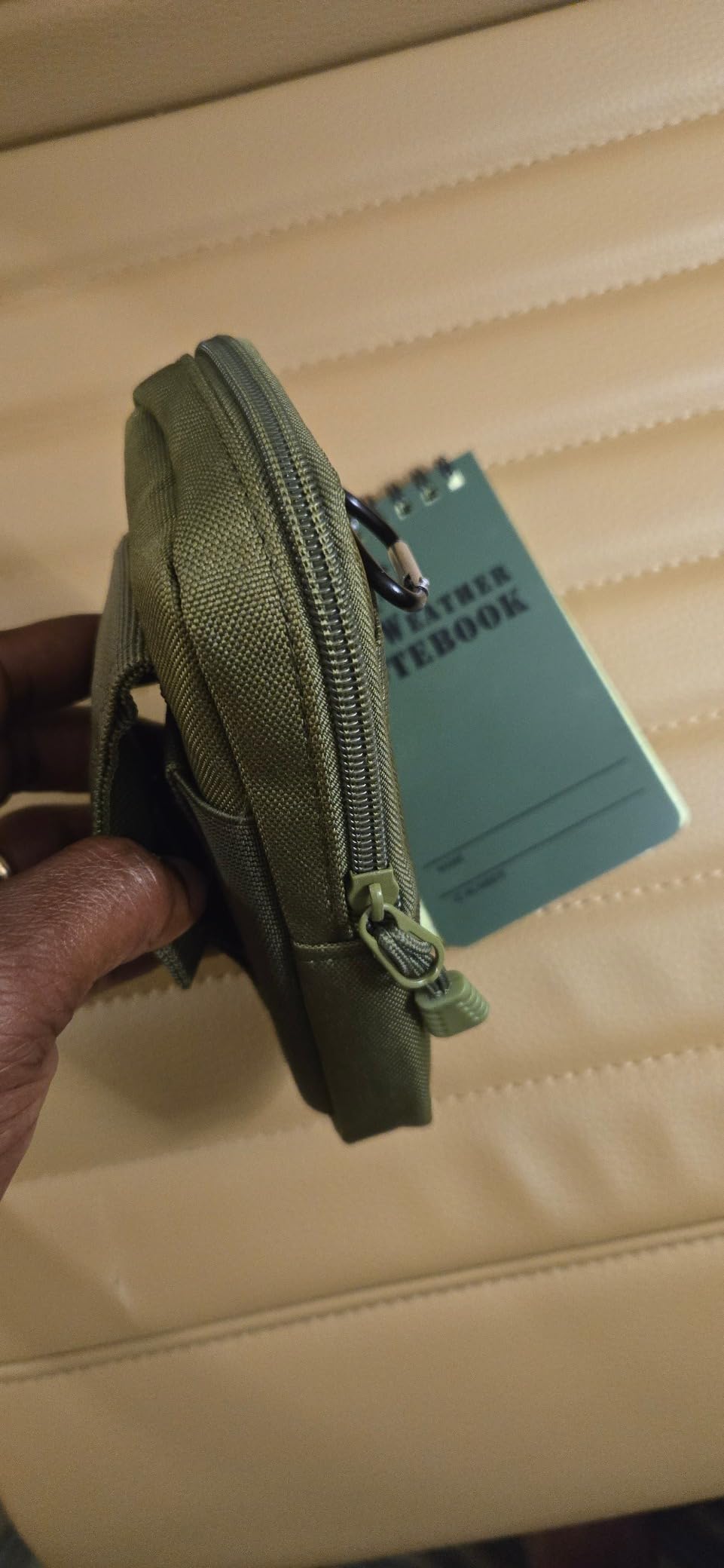 Eaasty Waterproof Notebook and Pen Set 3 x 5 Inch Pocket Tactical Notebook with 1 Metal Weatherproof Pen and 1 Fabric Cover for Outdoor Activities Recording (Army Green) customer photo 1