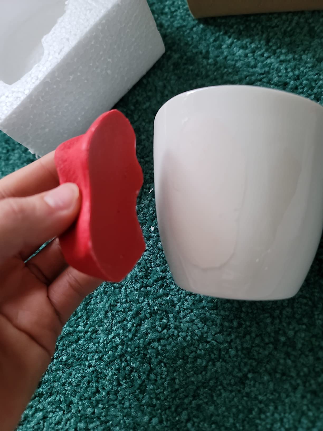 Dubbs Hardware Rock Climbing Mug - Train your grip while having a cup of coffee. Ceramic and with real climbing holds, popular Rock Climbing Gifts - Red customer photo 1
