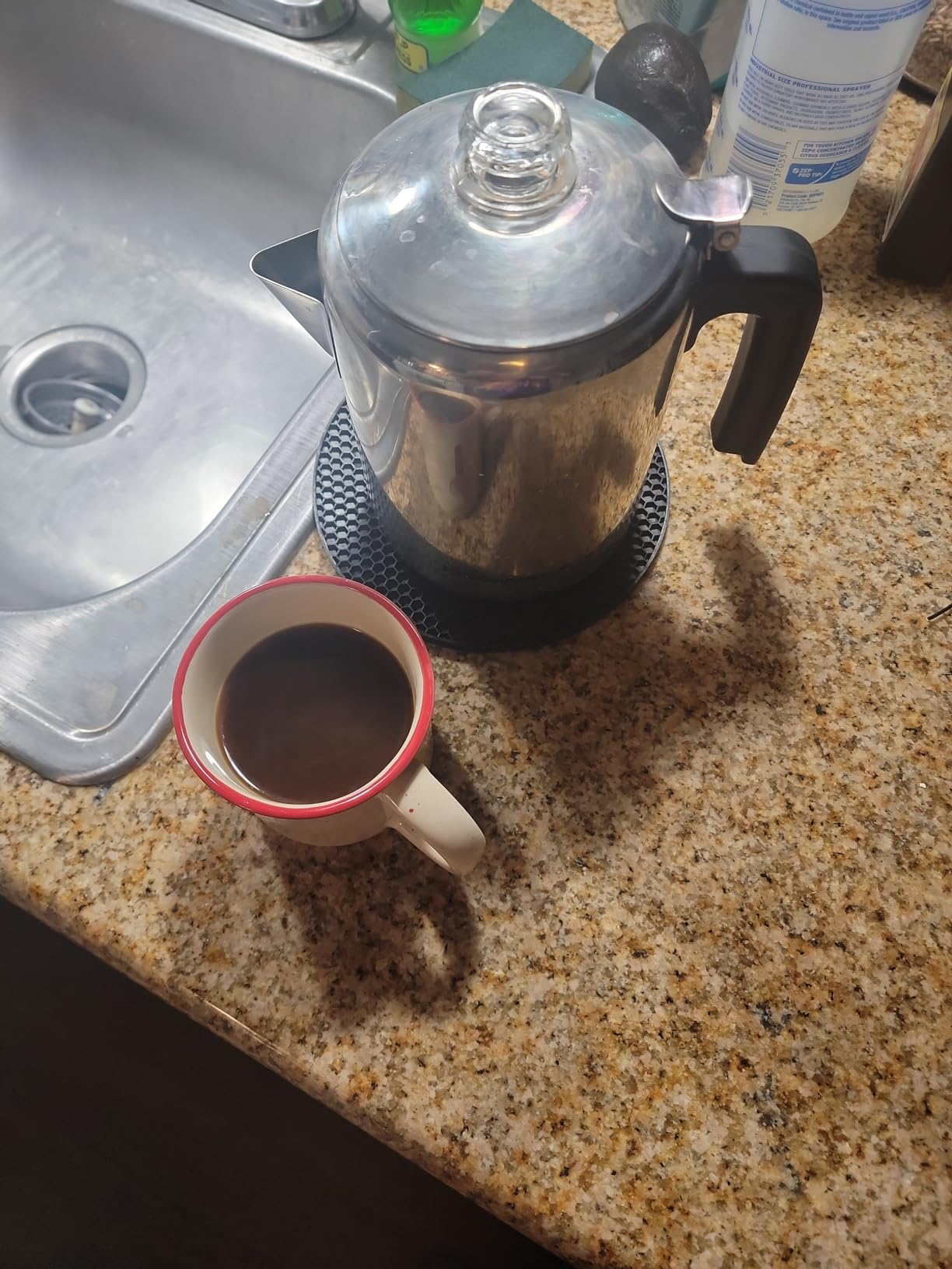 Elite Gourmet EC008 Classic Stovetop Coffee Percolator, Glass Clear Brew Progress Knob, Cool-Touch Handle, Cordless Serve, 8-Cup, Stainless Steel customer photo 1