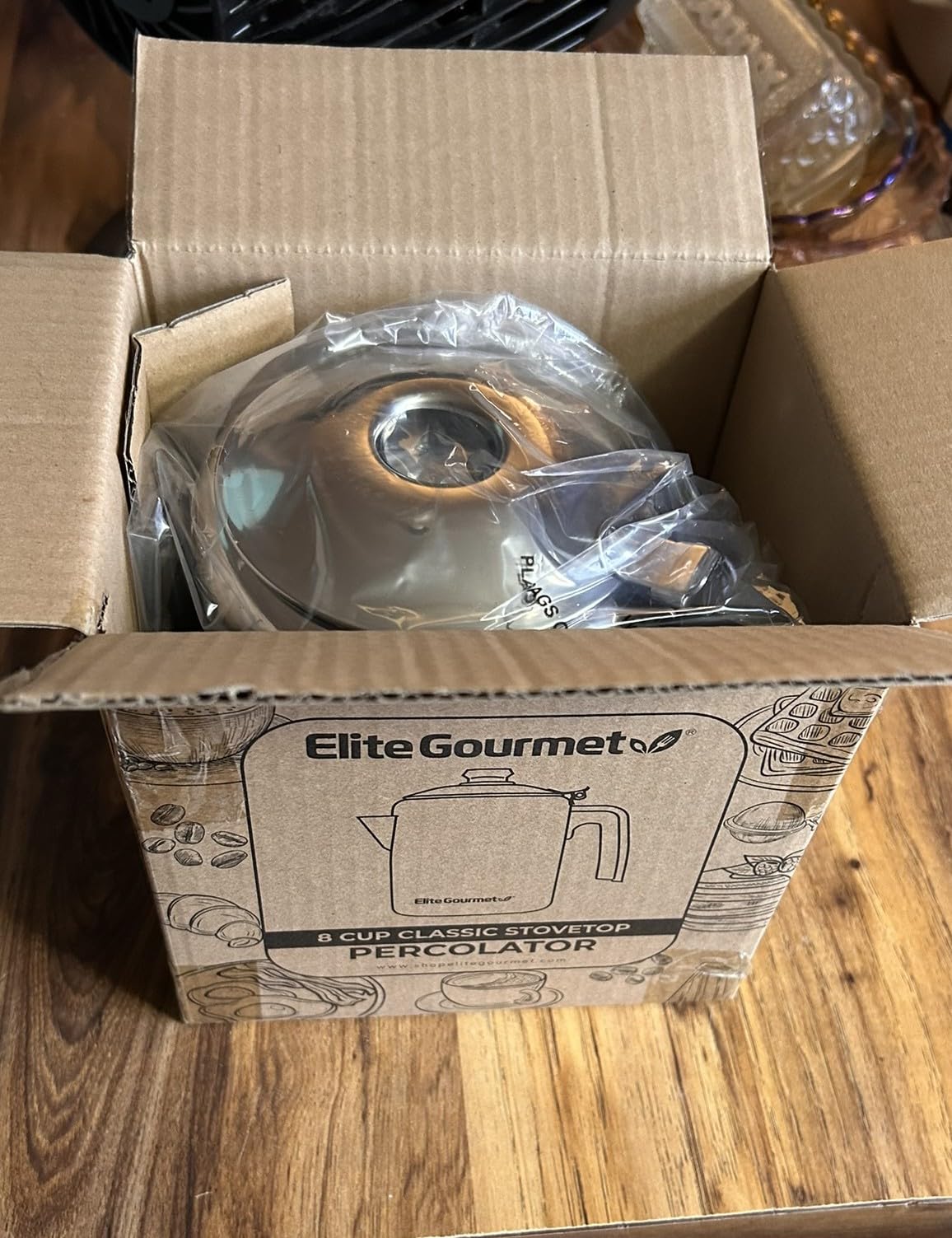 Elite Gourmet EC008 Classic Stovetop Coffee Percolator, Glass Clear Brew Progress Knob, Cool-Touch Handle, Cordless Serve, 8-Cup, Stainless Steel customer photo 2