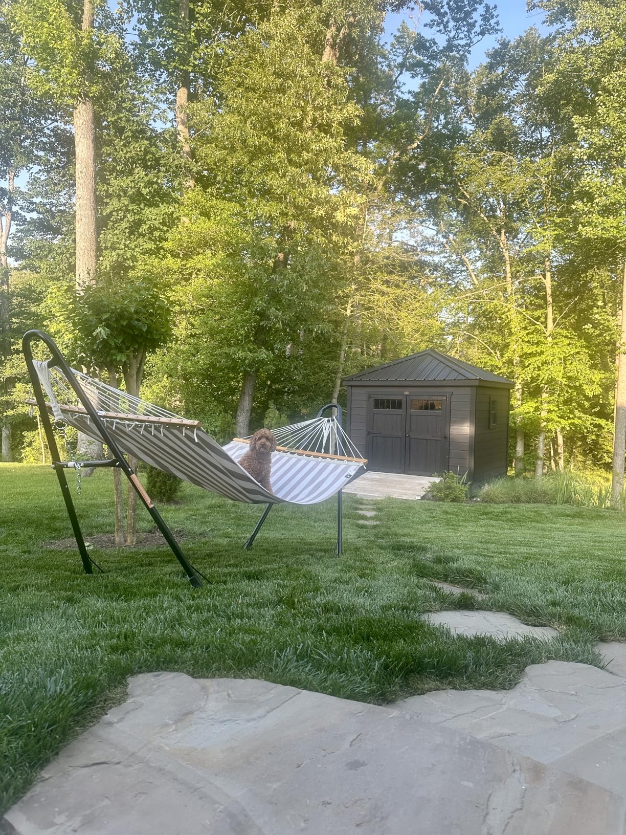 Portable Double Outdoor Hammock, 450lbs Capacity, Dark Gray | Quick Dry 2 Person Hammock with Carrying Bag customer photo 2