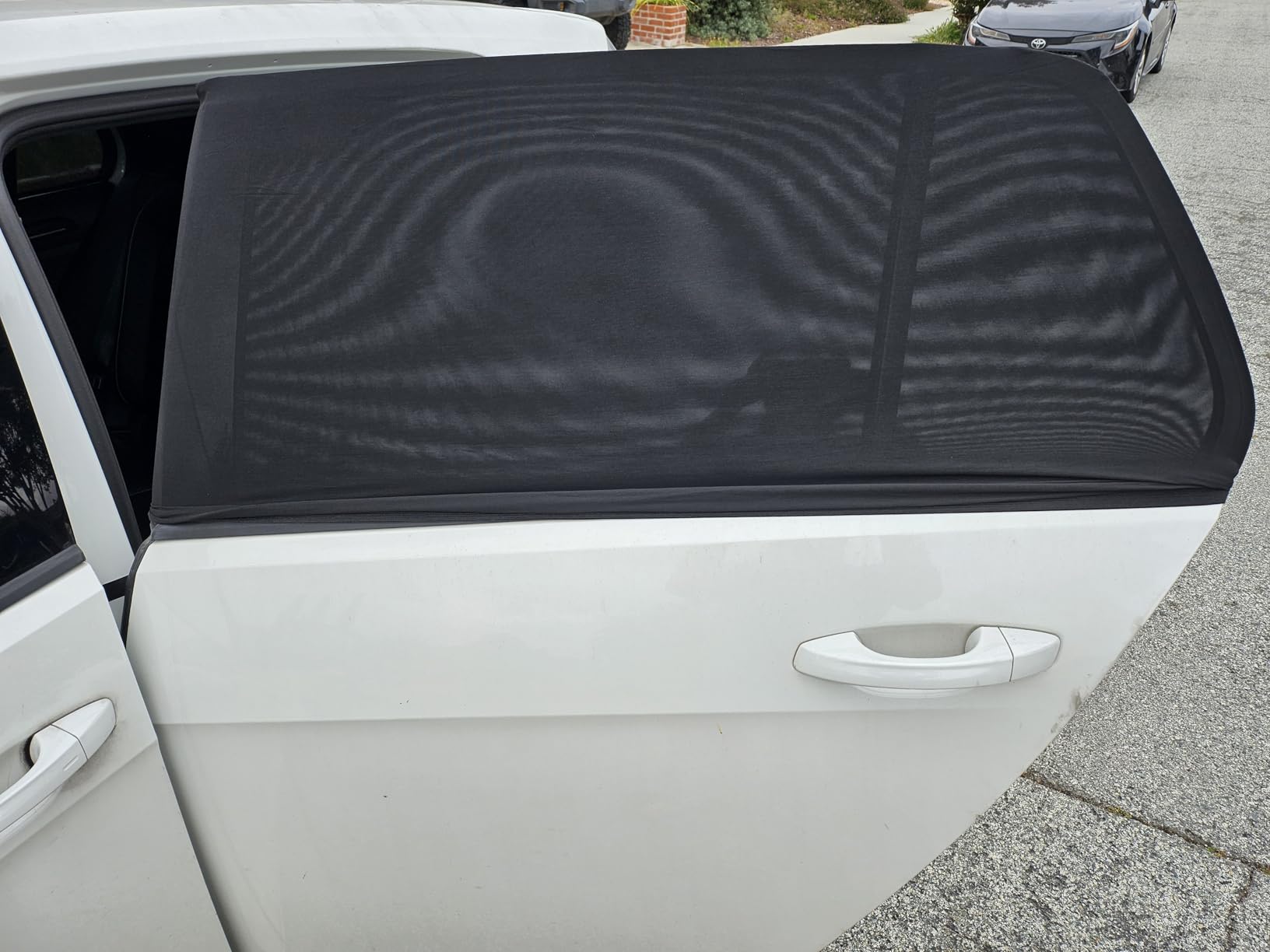 Upgraded Car Rear Side Window Shades, Breathable Mesh Stretch Window Covers Screens for Camping, UV Protection, Block Sun Glare, Privacy Protection, Fit for 97% of Cars - 2 Pack customer photo 1