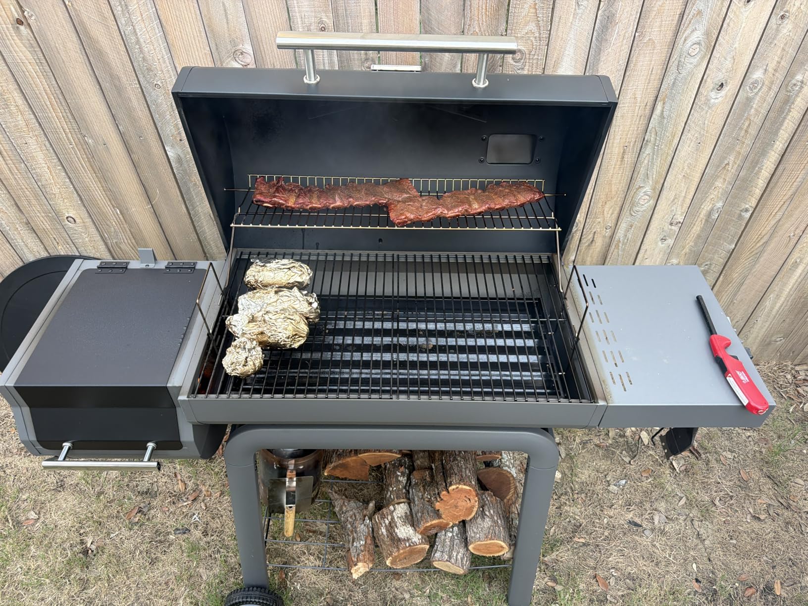 Feasto Portable Tabletop Charcoal Grill, 354 sq.in Cooking Area | with Cast Iron Grates & Temp Gauge, Small BBQ Grill for Camping, Picnic, RV, Outdoor Patio, Grey customer photo 1