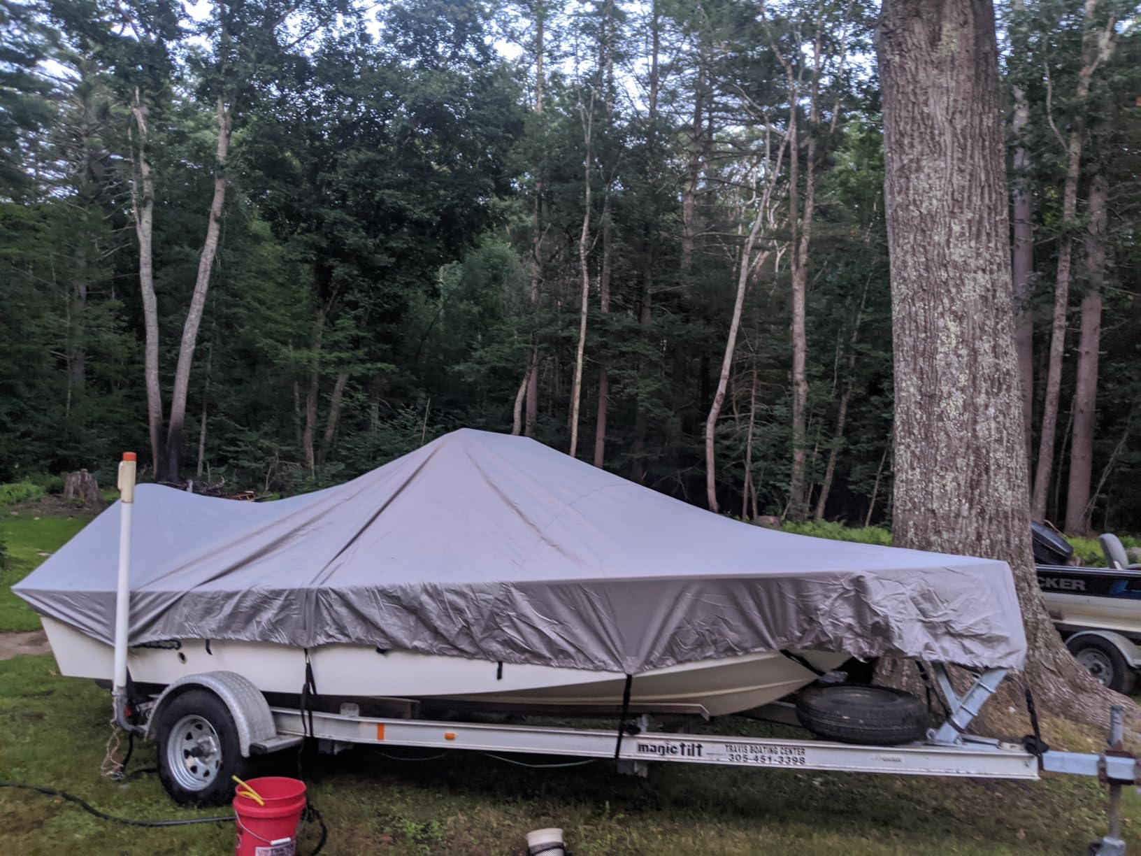 Solim 17'-19' Center Console Boat Cover, 1300D PU Waterproof Trailerable | Marine Grade Oxford Fabric, UV & Tear Resistant, Double Stitching, Elastic Hem,Adjustable Windproof Strap for Mooring/Storage customer photo 2