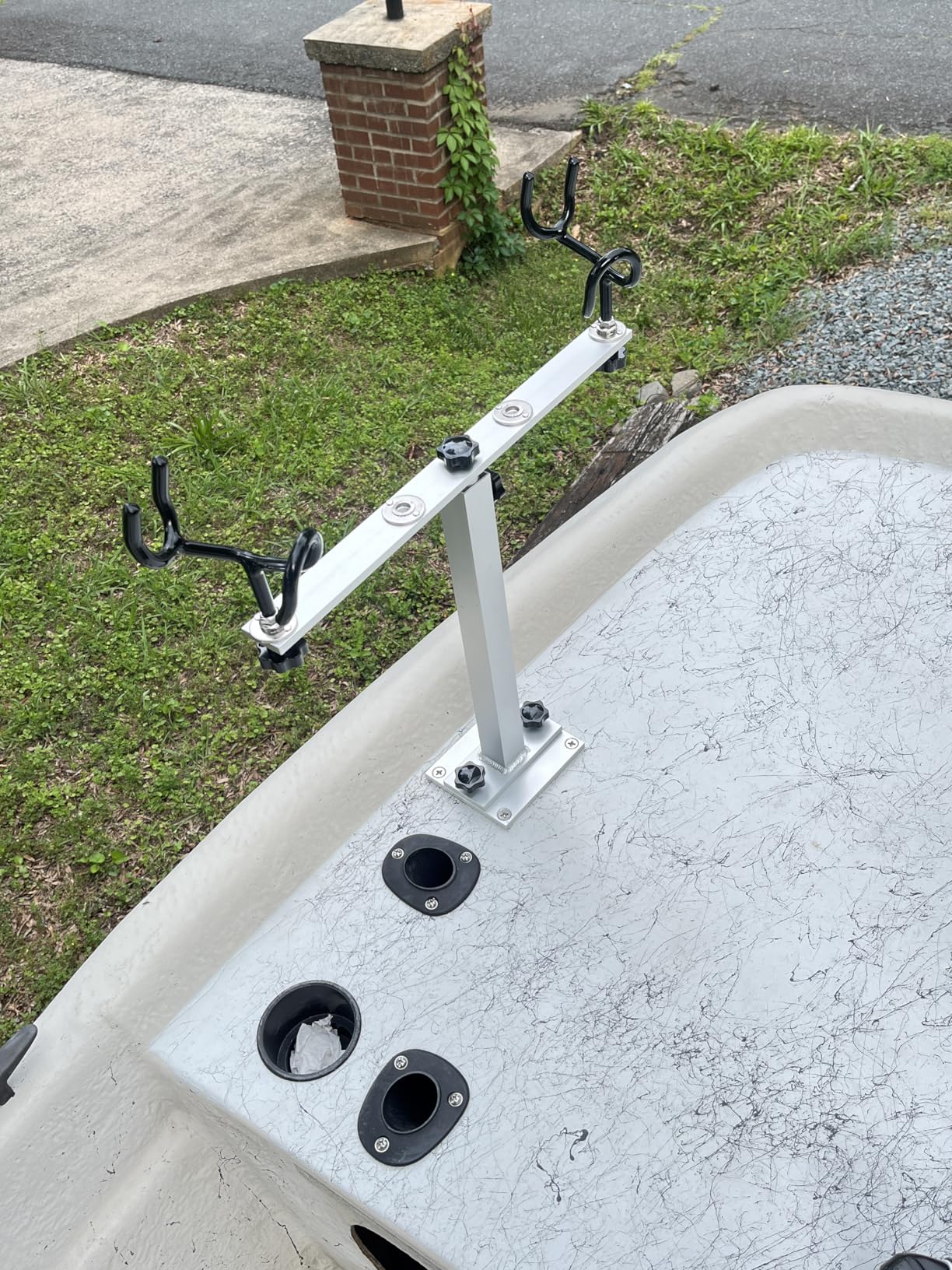 Sotiff 2 Set Crappie Fishing Rod Holder for Boat Catfish Pole Holder Trolling Rod Rack Anglers Fishing Boat Accessories with Replacement Mounting Plate and 360 Degree Rotation Adjustable Height customer photo 1