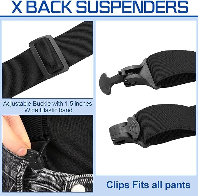 4 Pcs X Back Hidden Suspenders 1.5 Inch Heavy Duty Hiking Suspenders for Men Adjustable Under Clothing Invisible Belt customer photo 2