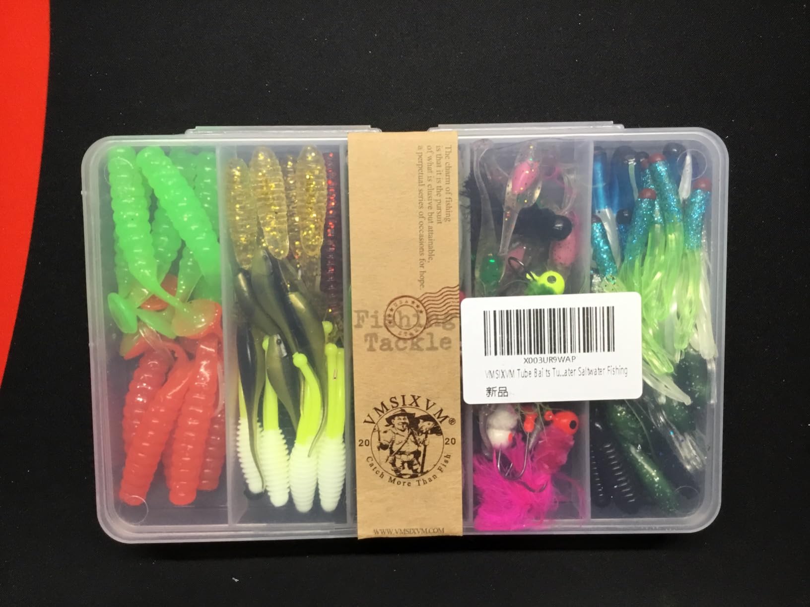 VMSIXVM Crappie Tube Lures Jig Heads Soft Plastic Baits Worms Kit 124 Pcs customer photo 1