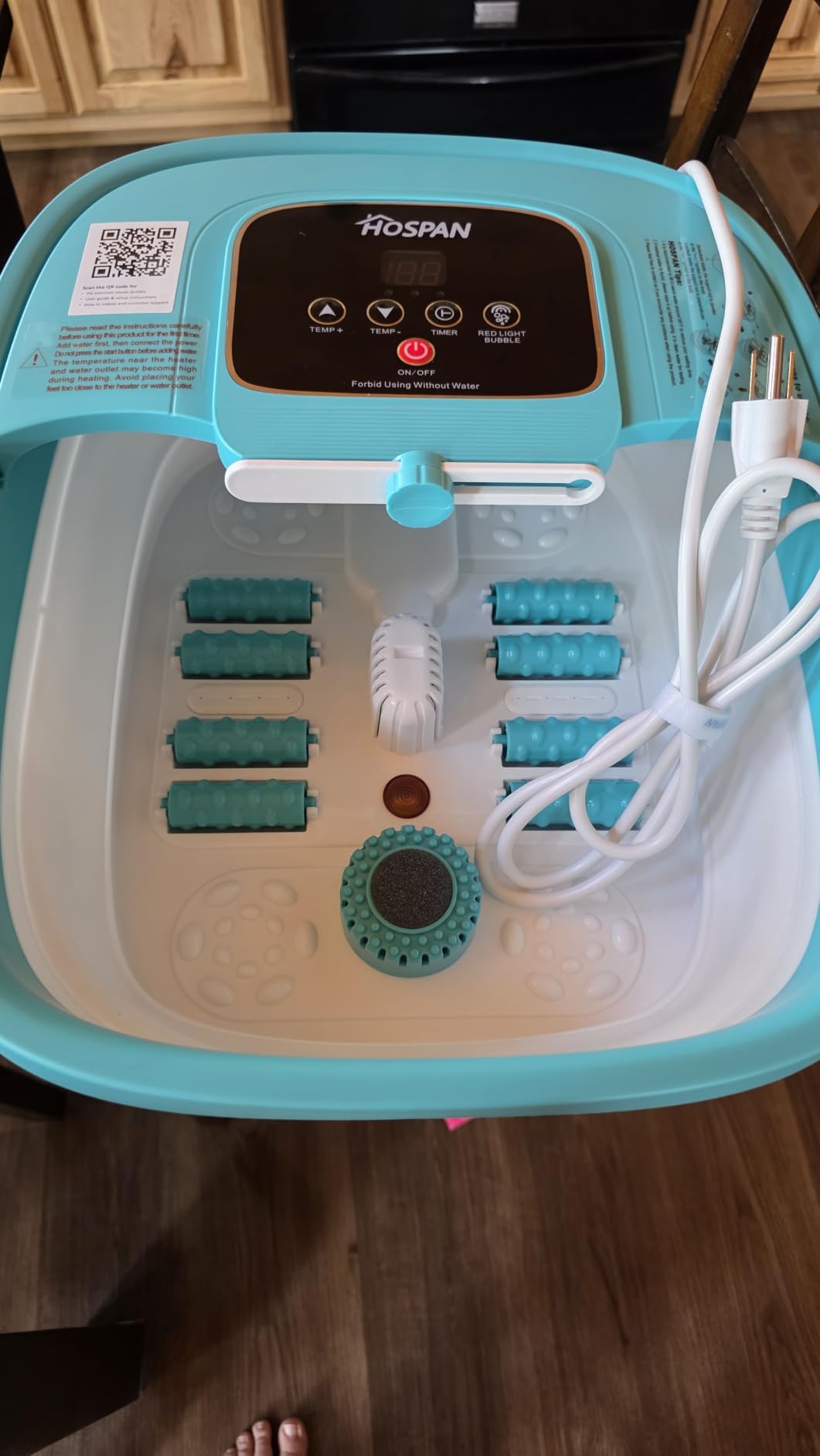 HOSPAN Collapsible Foot Spa, Foot Bath Massager with Heat, Bubble & Massage | 8 Shiatsu Rollers, 95F-118F Temp Control, Red Light, Handle, Space-Saving Collapsible Design, for Stress Relief customer photo 1