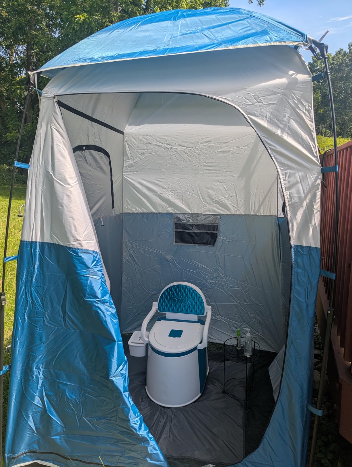 6.8FT Shower Tent, Large Instant Pop Up Shelter with Mesh Floor & Carrying Bag, Privacy Changing Room Tent for Toilet, Camping, Dressing, Lightweight & Sturdy, Easy Set Up (Black) customer photo 1