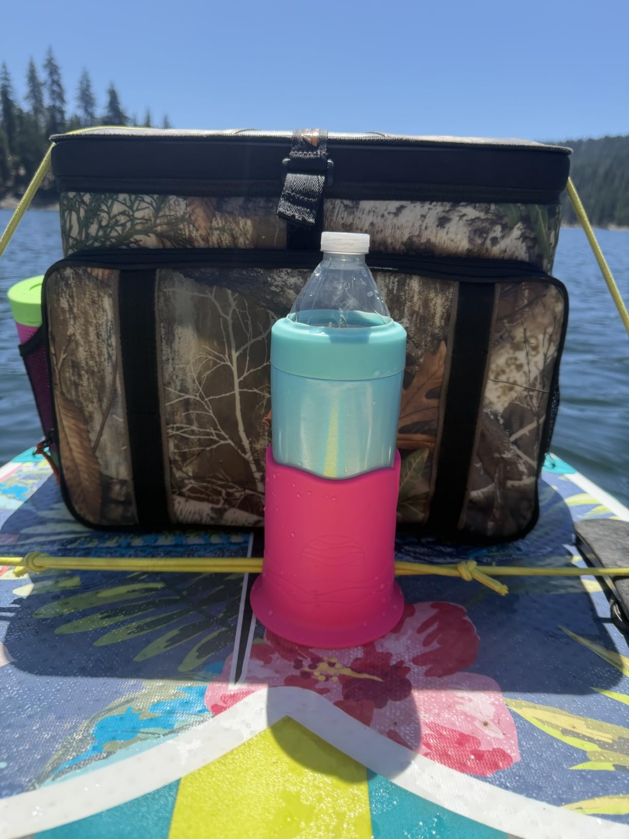 Floatsup Cup Paddle Board Drink Holder - Signature Blue | Works with SUP & Kayak, Fits Cans and Bottles Up to 3