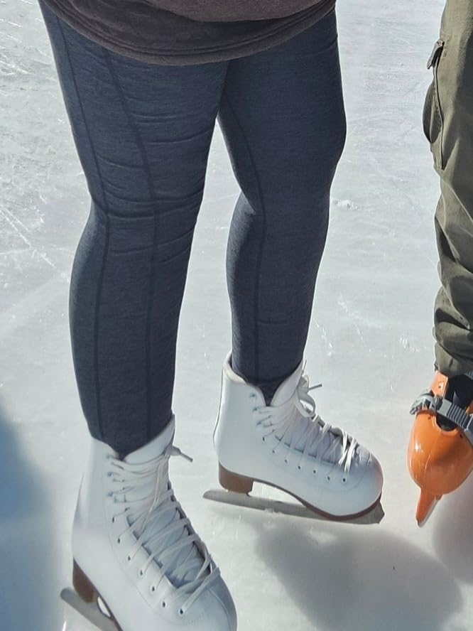 Figure Ice Skates for Beginners - White Comfortable Leather Ice Skates for Women, Men, Boys & Girls (Size Up 1 Size) (White, Womens Size-8.5/Mens Size 7) customer photo 1