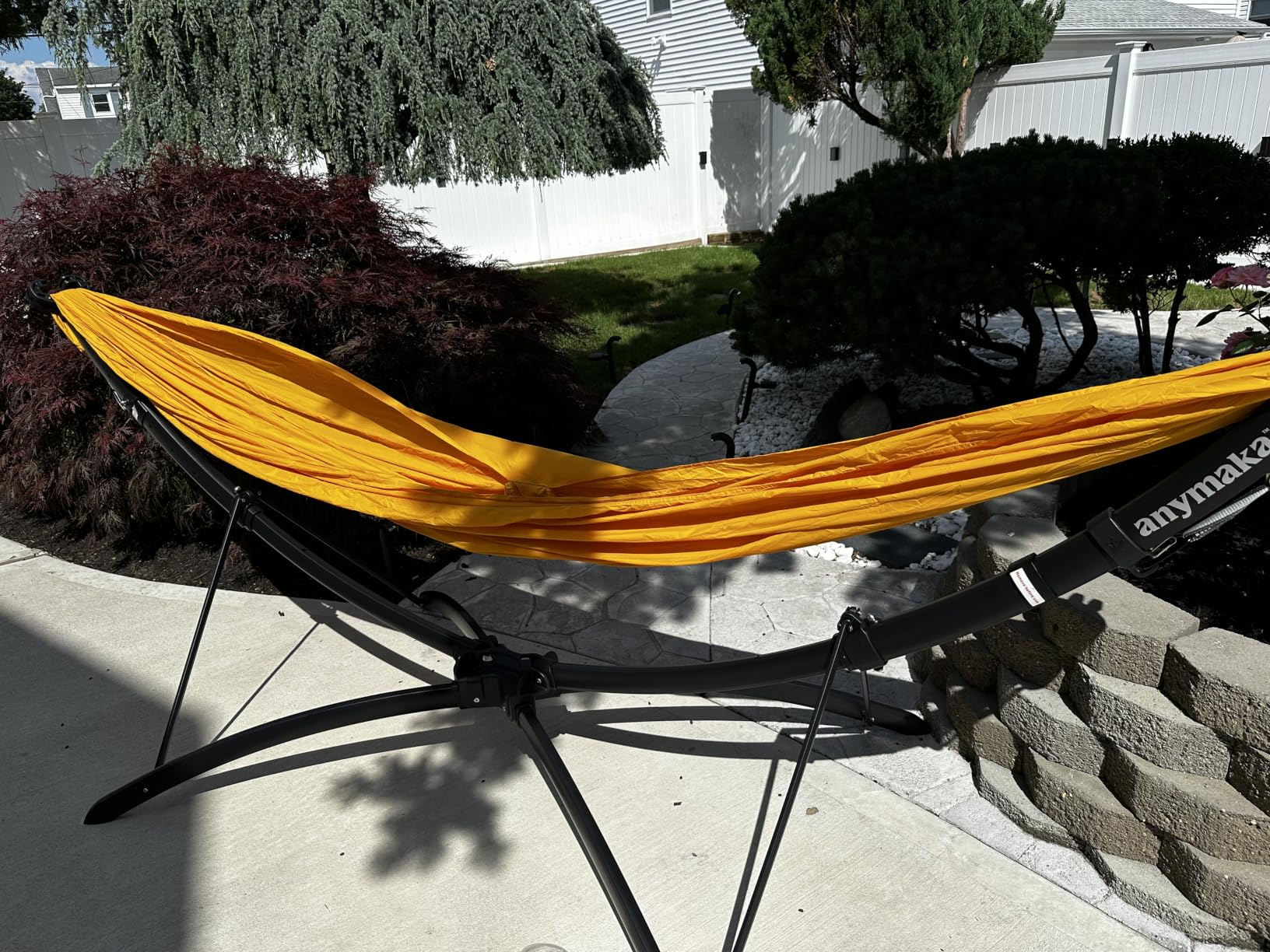 Set Up in 3 Seconds Adjustable Portable Aluminum Alloy Hammock Stand for Outside with Chair Mode & Lounge Mode up to 105'' (Hammock Stand Black) customer photo 1