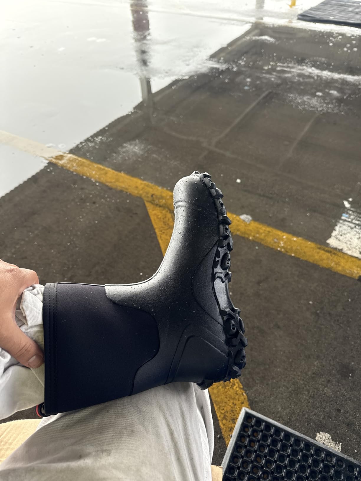 Rubber Boots for Men, 6mm Neoprene Insulated Mud Boots with Steel Shank, Men's Mid Calf Waterproof Rain Boots customer photo 2