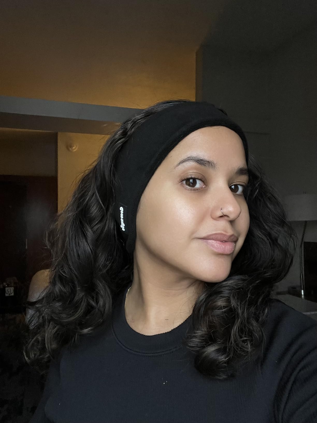 Good Bands Fleece Ear Warmers for Women and Men, Winter Running Headband | Thermal ear covers for cold weather sports. Ski, cycling, dog walks. Thin fit under a hat or helmet, ponytail friendly. customer photo 1