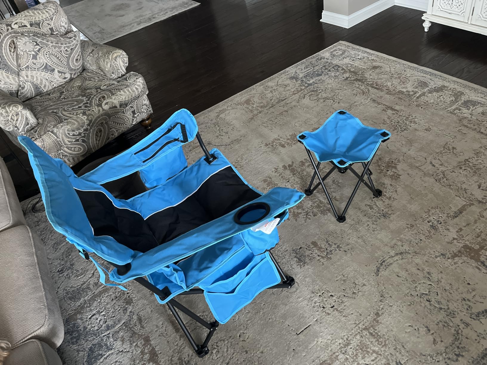 FAIR WIND 2 Pack Fully Padded Oversized Camping Chair Heavy Duty Lawn Chair Set with Adjustable Lumbar Support, Cooler Bag & Cup Holder for Camp, Outdoor, Sports - Support 500LBS customer photo 2