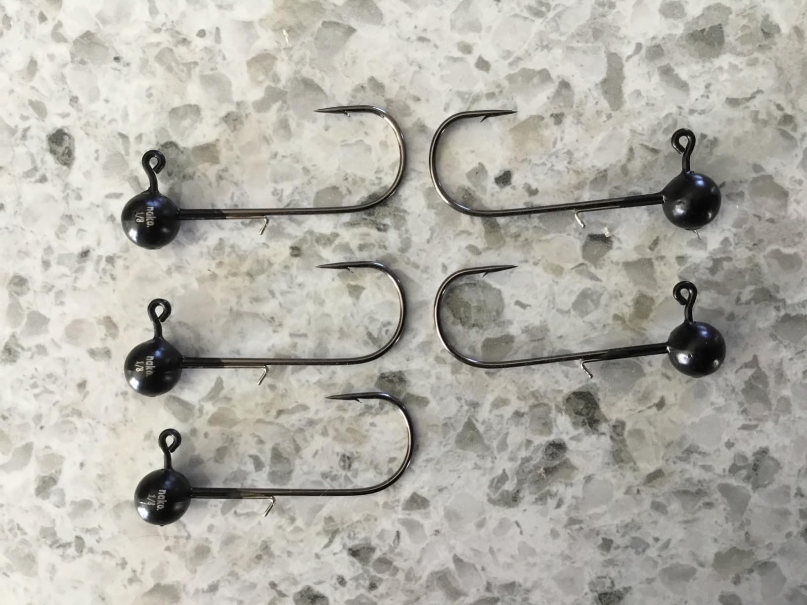Nako 200% Sensitive Tungsten Ball Jig Heads - 5 Pack - No Chip Black - Tungsten Fishing Jig Heads, 1/32, 1/16, 1/8, 3/16, 1/4, 3/8oz, Damiki Rig Jig Heads customer photo 1